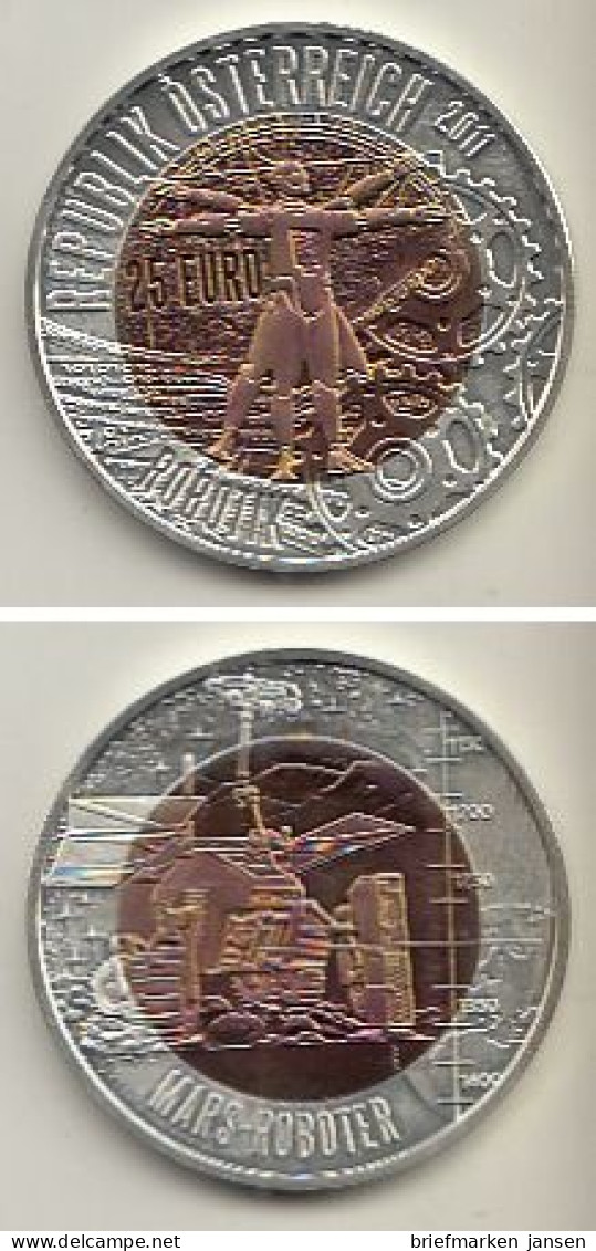 Österreich Nr. 383, Roboter In Menschlicher Gestalt, Silber/Niob (25 Euro) - Autriche