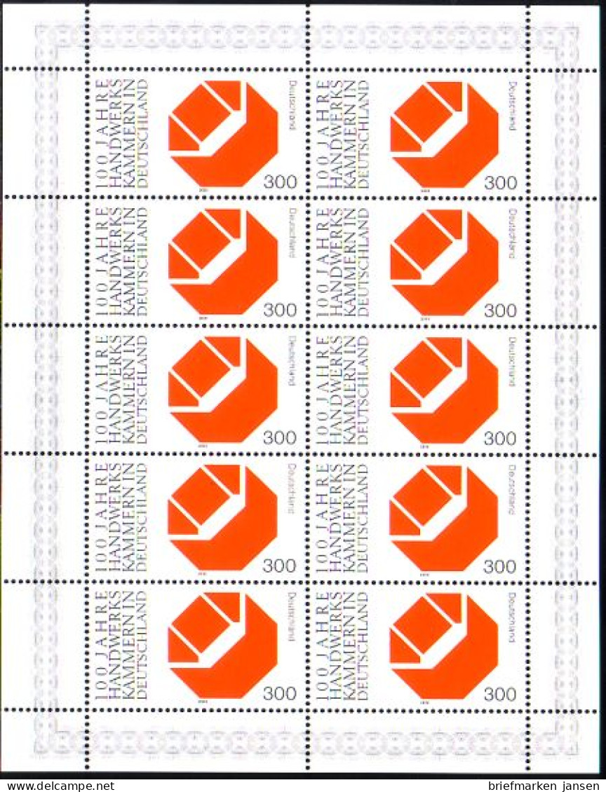 D,Bund Mi.Nr. Klbg. 2124 100 Jahre Handwerkskammern (m.10x2124) - Autres & Non Classés