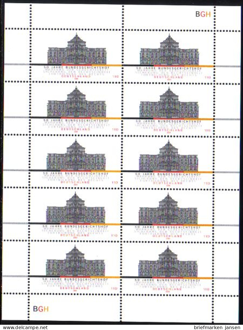 D,Bund Mi.Nr. Klbg. 2137 50 Jahre Bundesgerichtshof Karlsruhe (m.10x2137) - Andere & Zonder Classificatie