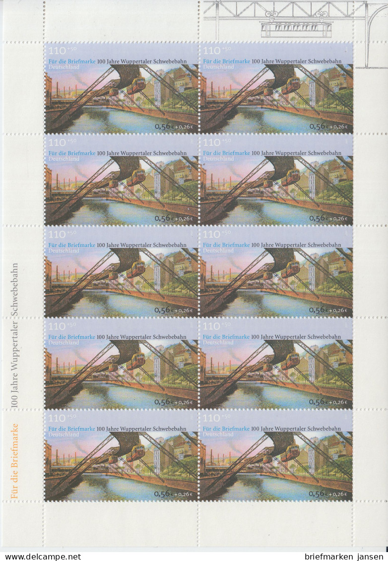 D,Bund Mi.Nr. Klbg. 2171, Für Die Briefmarke, 100 Jahre Wuppertaler Schwebebahn, - Autres & Non Classés