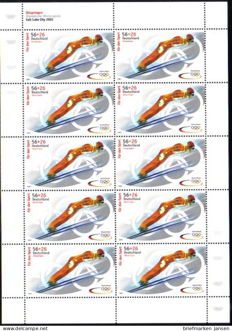 D,Bund Mi.Nr. Klbg. 2239 Olympia 2002, Skispringen (m.10x2239) - Autres & Non Classés