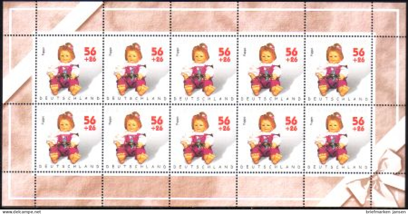 D,Bund Mi.Nr. Klbg. 2262 Jugend 2002, Kinderspielzeug, Puppe (m.10x2262) - Altri & Non Classificati