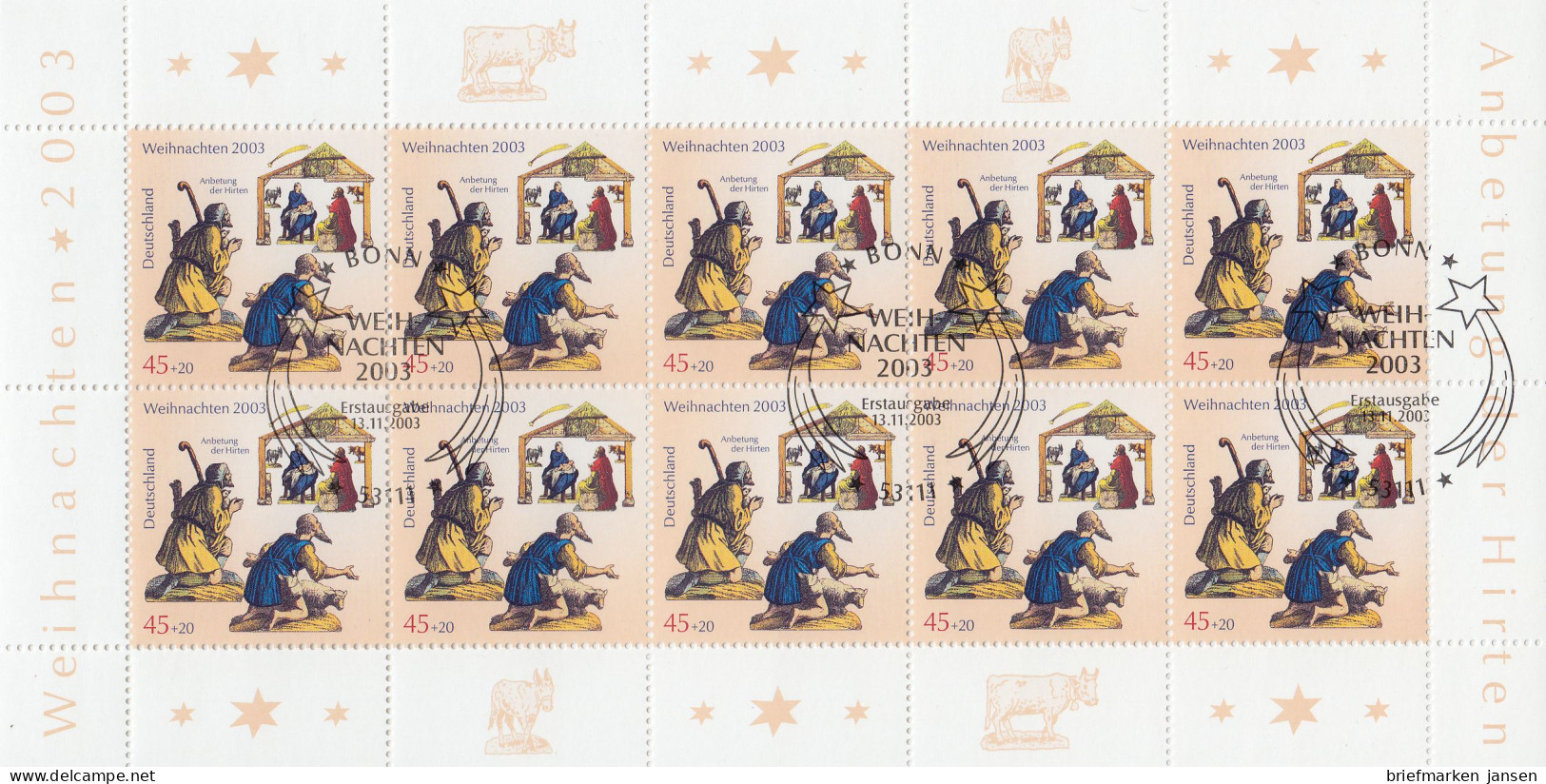 D,Bund Mi.Nr. Klbg. 2369 Weihnachten, Anbetung Der Hirten (m.10x2369) - Sonstige & Ohne Zuordnung