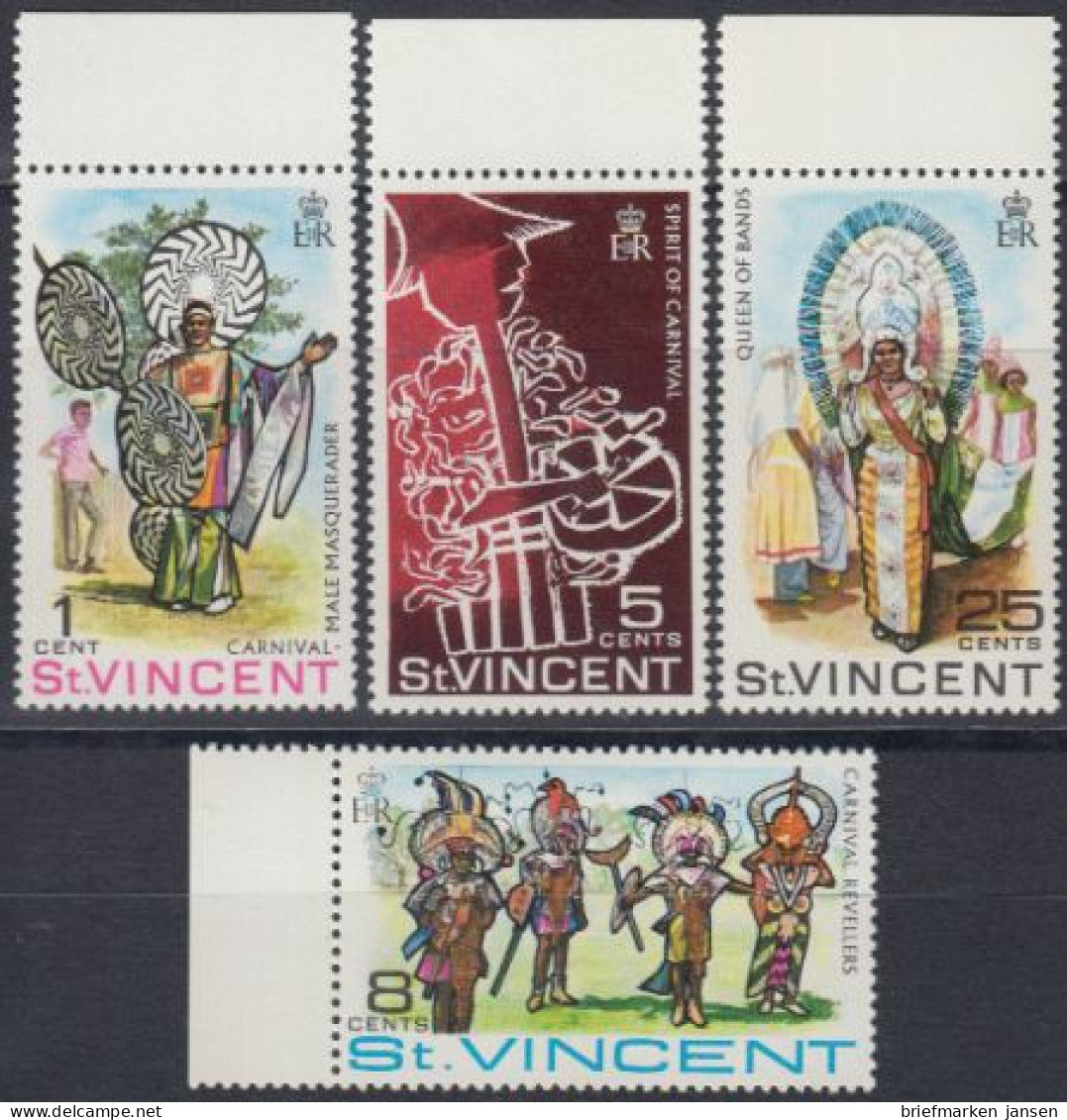 St.Vincent Mi.Nr. 243-46 Karneval Auf St. Vincent (4 Werte) - Swaziland (1968-...)