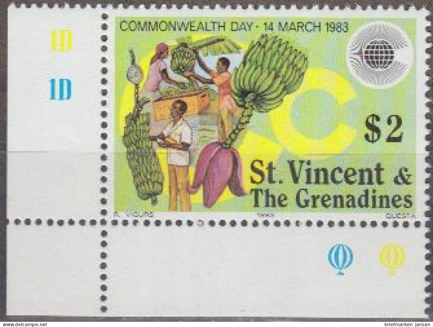 St.Vincent Mi.Nr. 654 Commonwealth-Tag 83, Bananenindustrie (2) - Swaziland (1968-...)