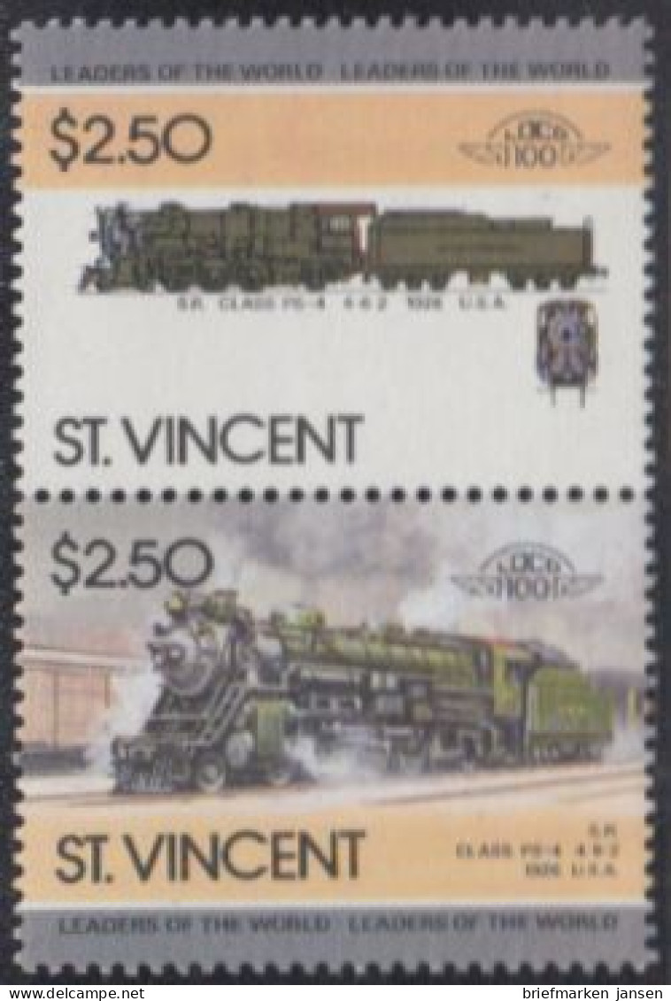 St.Vincent Mi.Nr. Zdr.842-43 Lokomotiven, S.R. Class PS-4 (2 Werte) - Swaziland (1968-...)