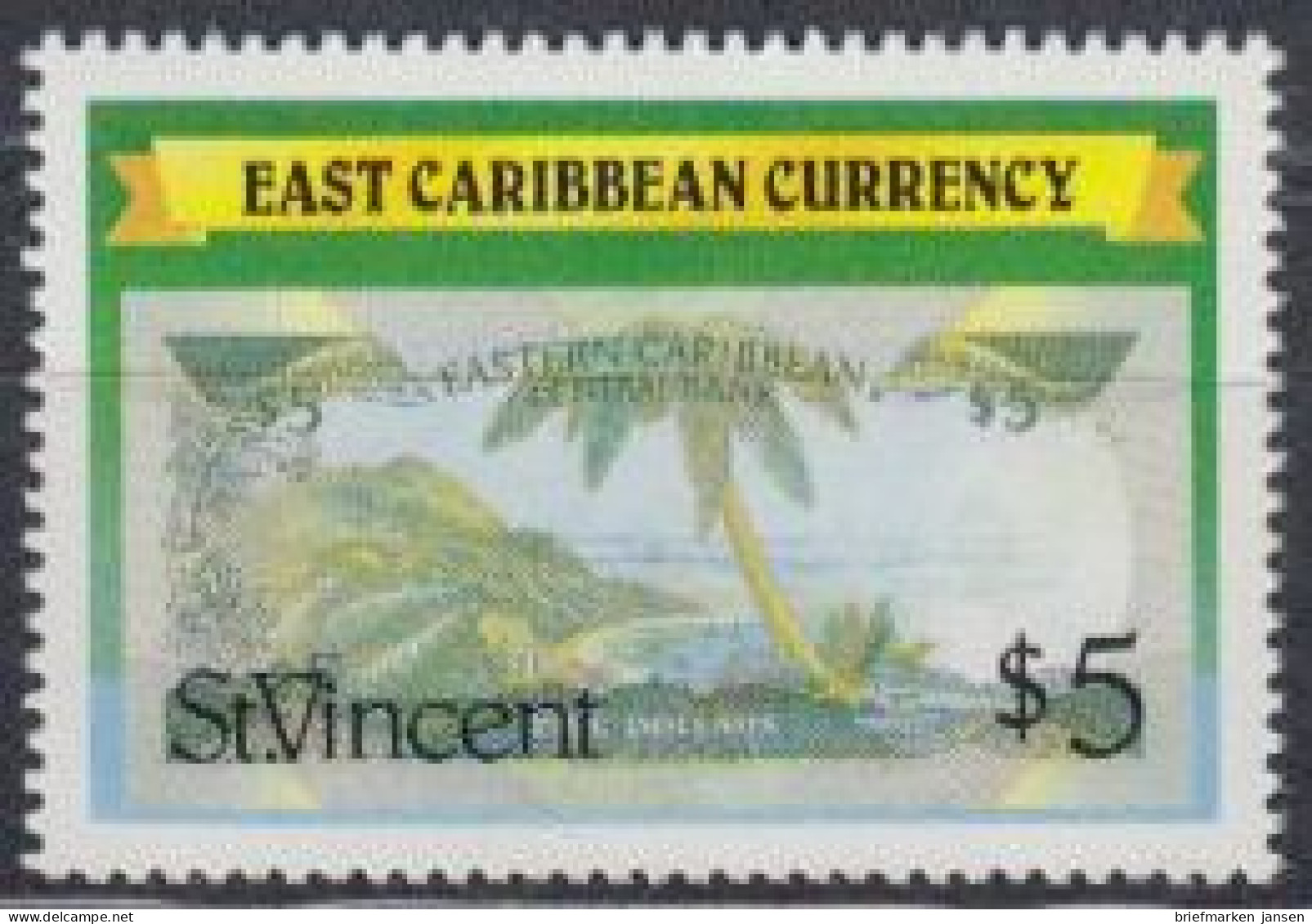 St.Vincent Mi.Nr. 1088A Freim. Ostkaribische Währung, 5 $-Note (5) - Swaziland (1968-...)