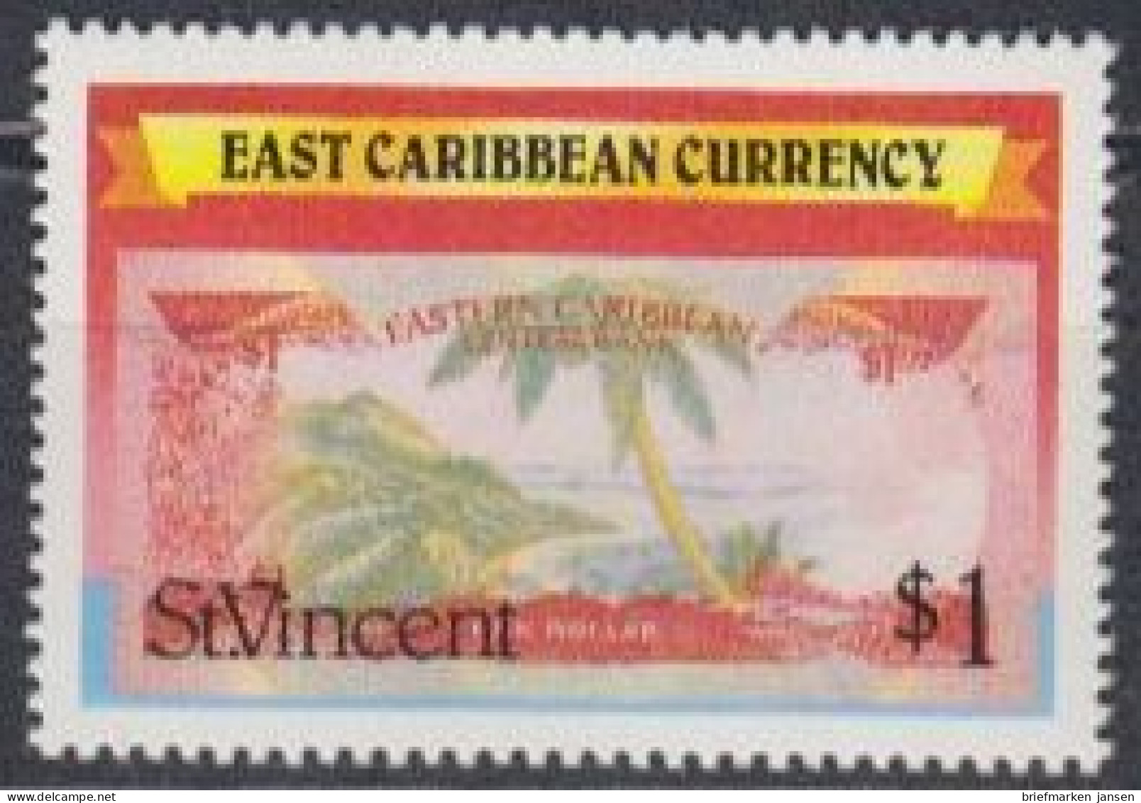 St.Vincent Mi.Nr. 1085A Freim. Ostkaribische Währung, 1 $-Note (1) - Swaziland (1968-...)