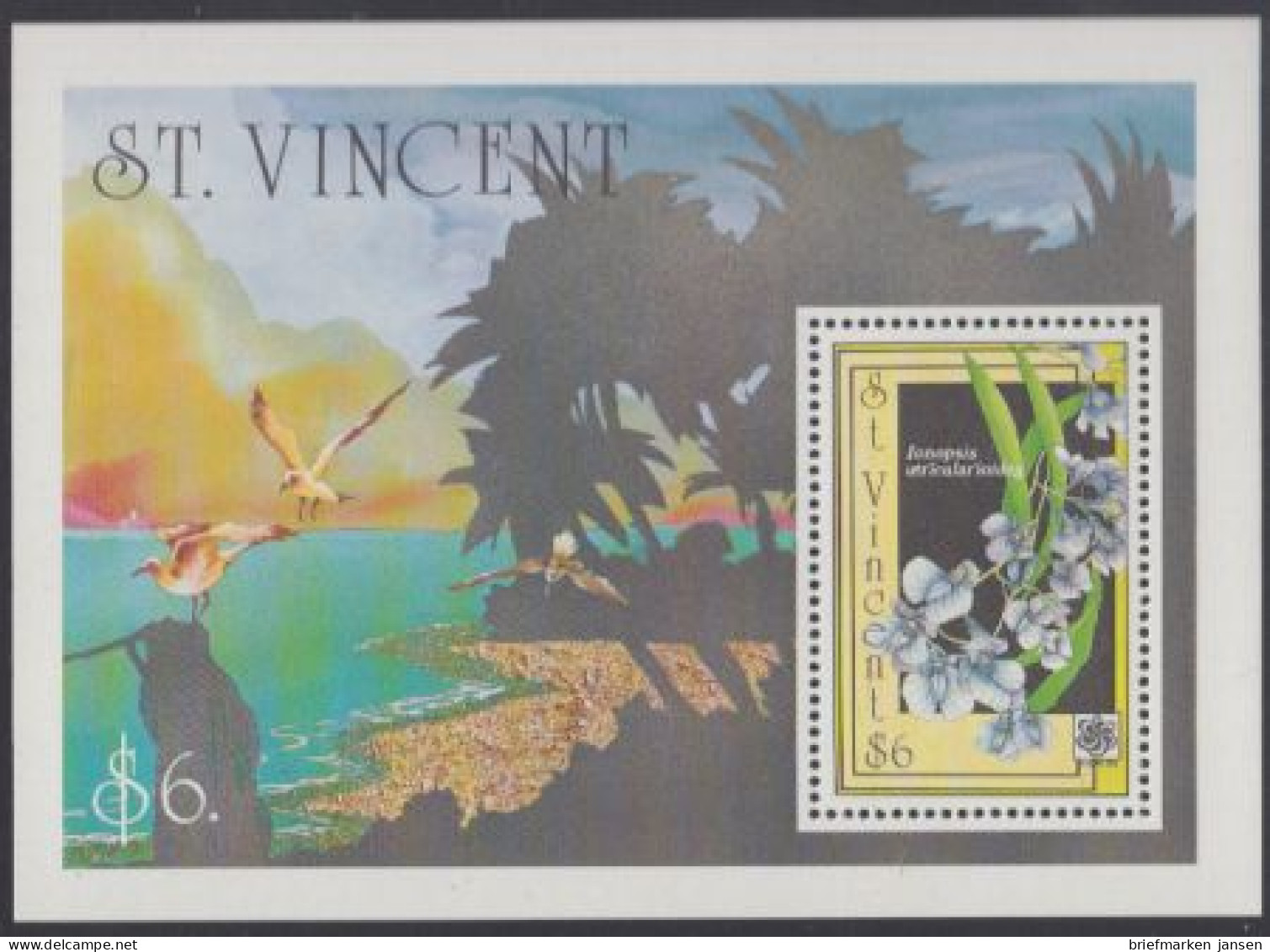 St.Vincent Mi.Nr. Block 106 Int.Gartenbauausstellung EXPO'90, Ionopsis Utricul. - Swaziland (1968-...)
