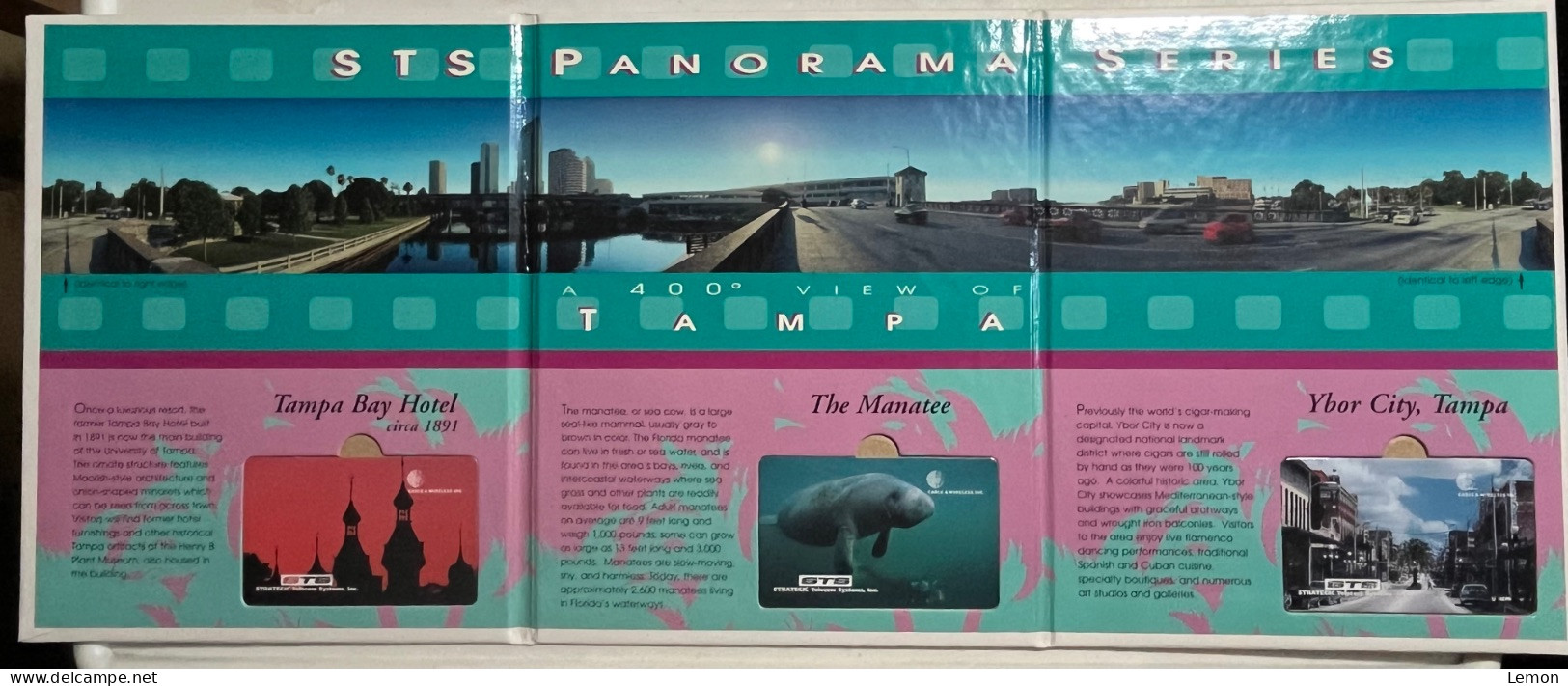 Mint USA UNITED STATES America STS Prepaid Telecard Phonecard, STS Panorama TAMPA, Set Of 3 Mint Cards In Folder - Other & Unclassified