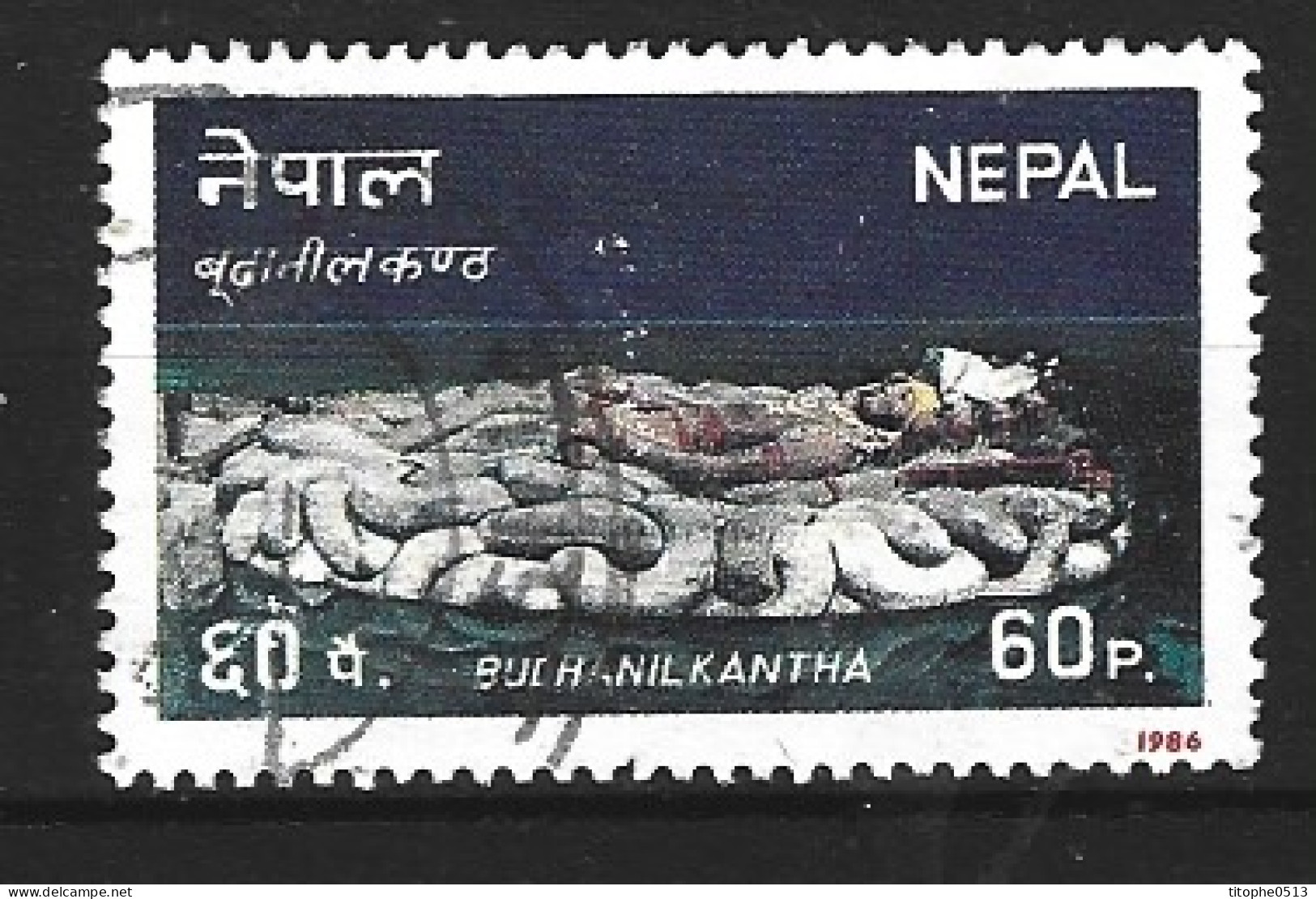 NEPAL. N°443 Oblitéré De 1986. Bouddha Couché. - Bouddhisme