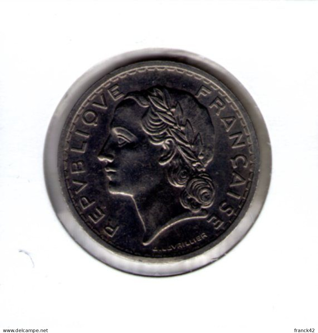 France. 5 Francs Lavrillier Nickel  1938 - 5 Francs