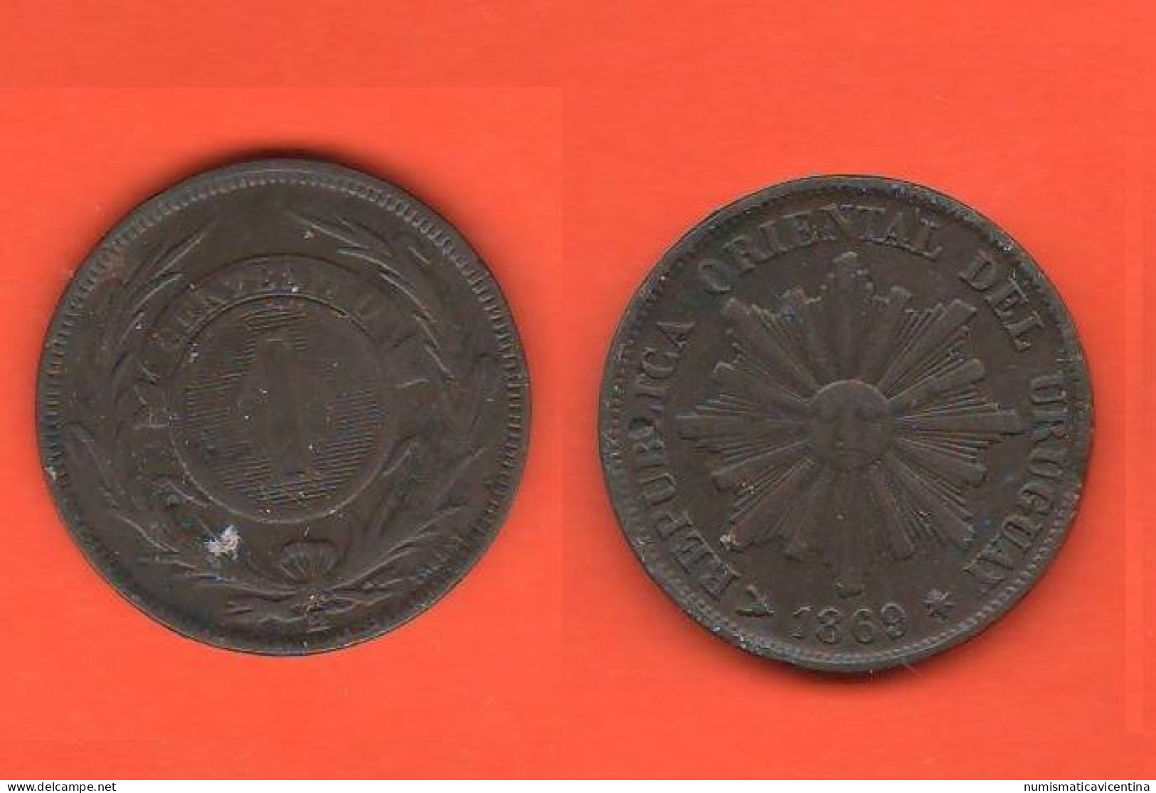 Uruguay 1 Centesimo 1869 H  Birmingham Mint ∇2 - Uruguay