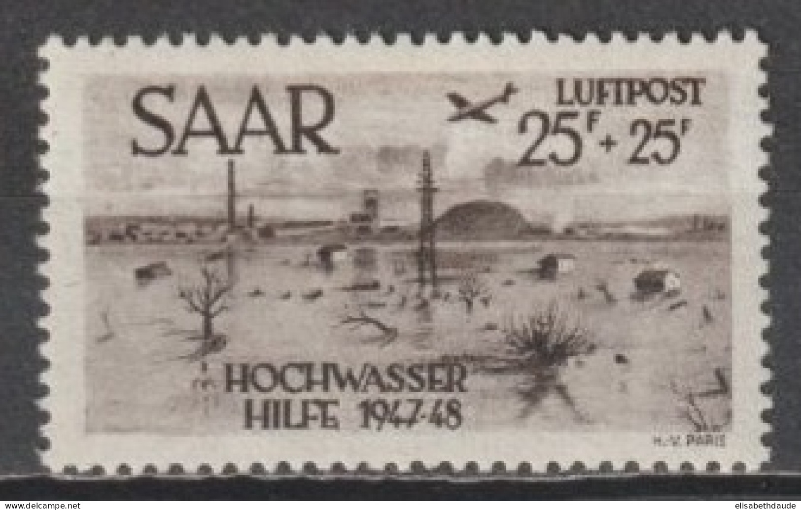 SAAR / SARRE - 1948 - POSTE AERIENNE YVERT N° 12 * MH - COTE = 30 EUR. - Ongebruikt