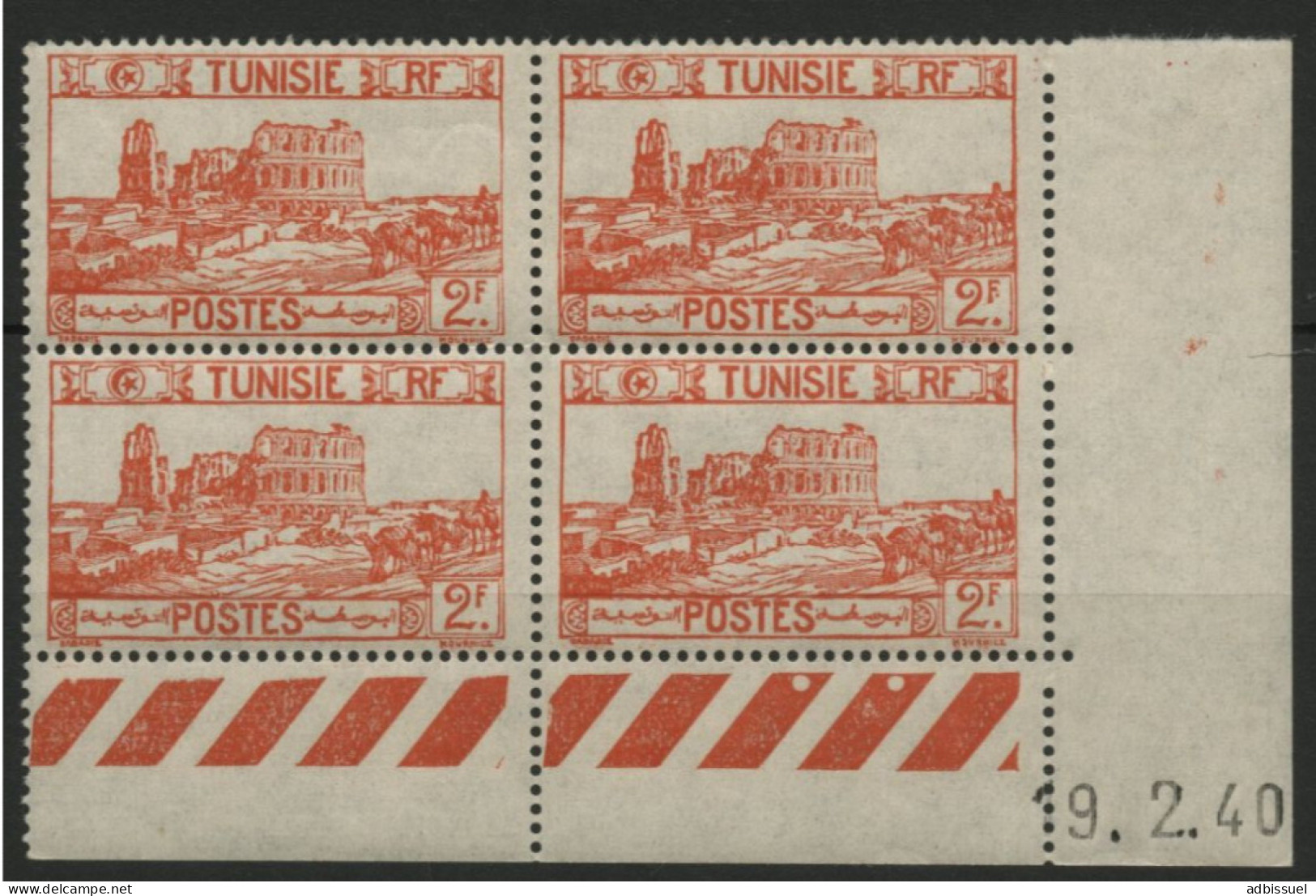 TUNISIE N° 217 Bloc Avec Coin Daté Du 19/2/40 Neufs Sans Charnière ** (MNH). TB - Ungebraucht