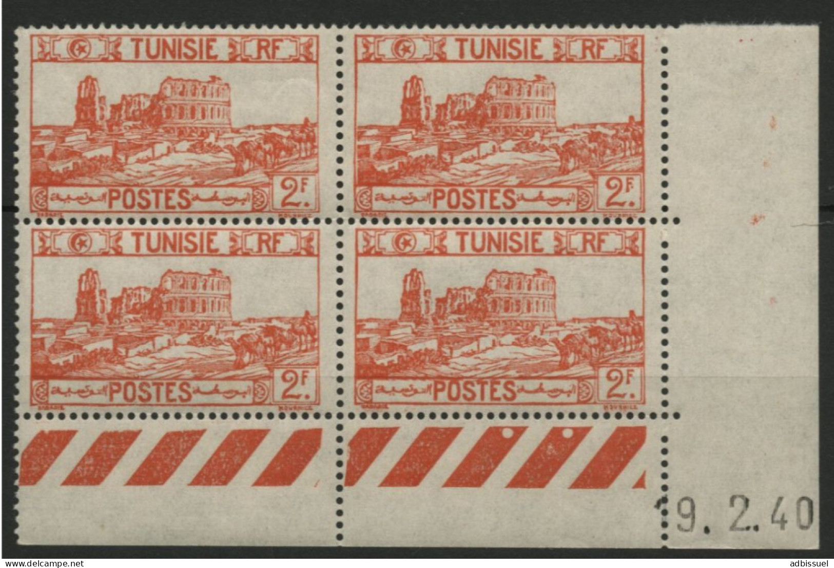 TUNISIE N° 217 Bloc Avec Coin Daté Du 19/2/40 Neufs Sans Charnière ** (MNH). TB - Neufs