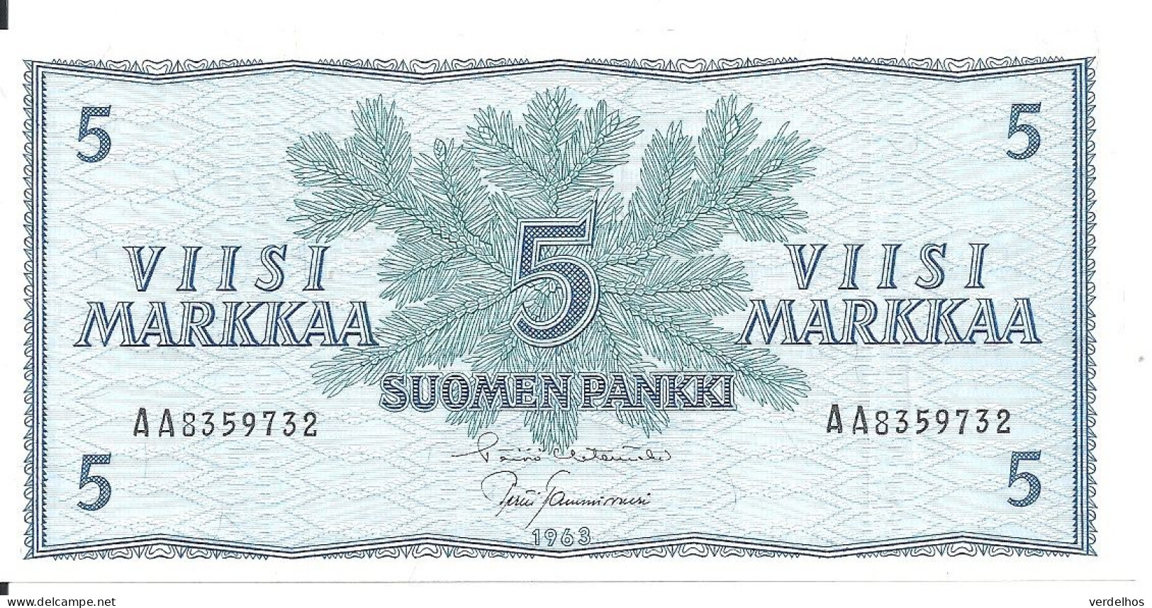 FINLANDE 5 MARKKA 1963 AUNC P 99 - Finlandia