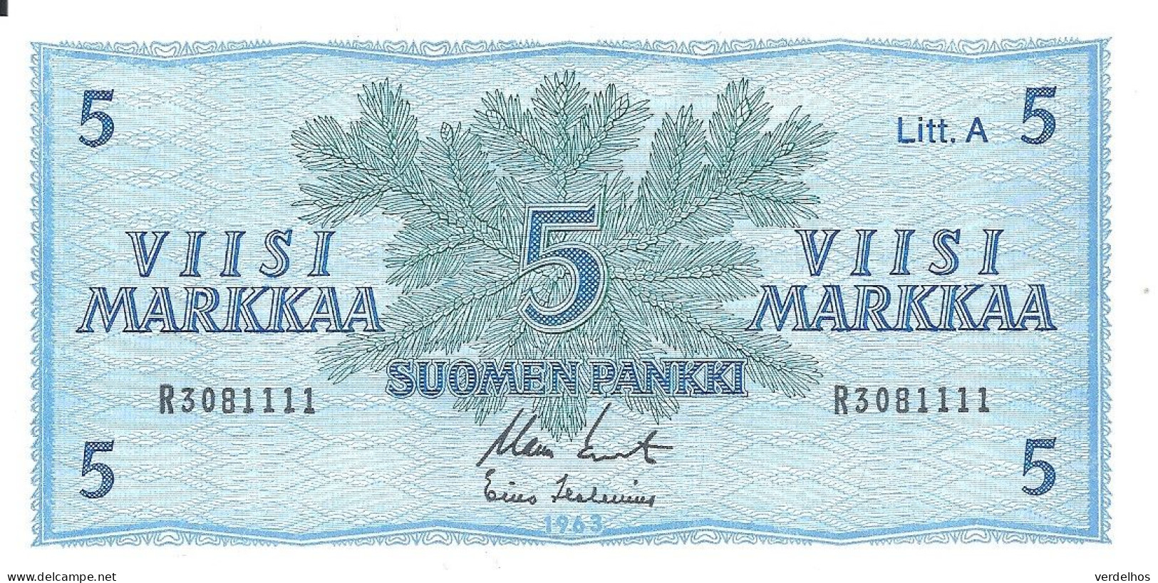 FINLANDE 5 MARKKA 1963 UNC P 103 - Finlande