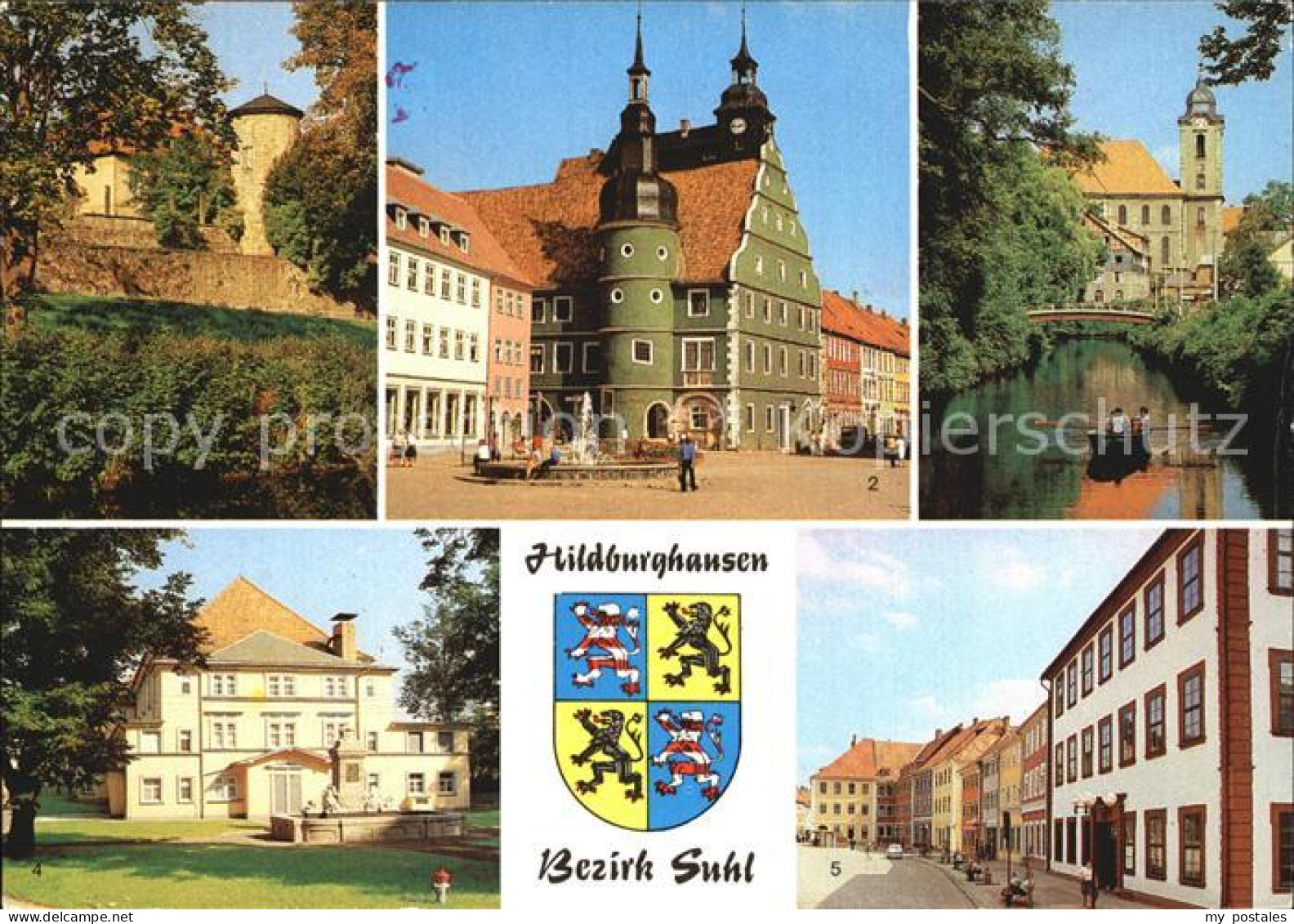 72413952 Hildburghausen Stadtmauer Rathaus Friedenspark Stadttheater Marx Engels - Hildburghausen