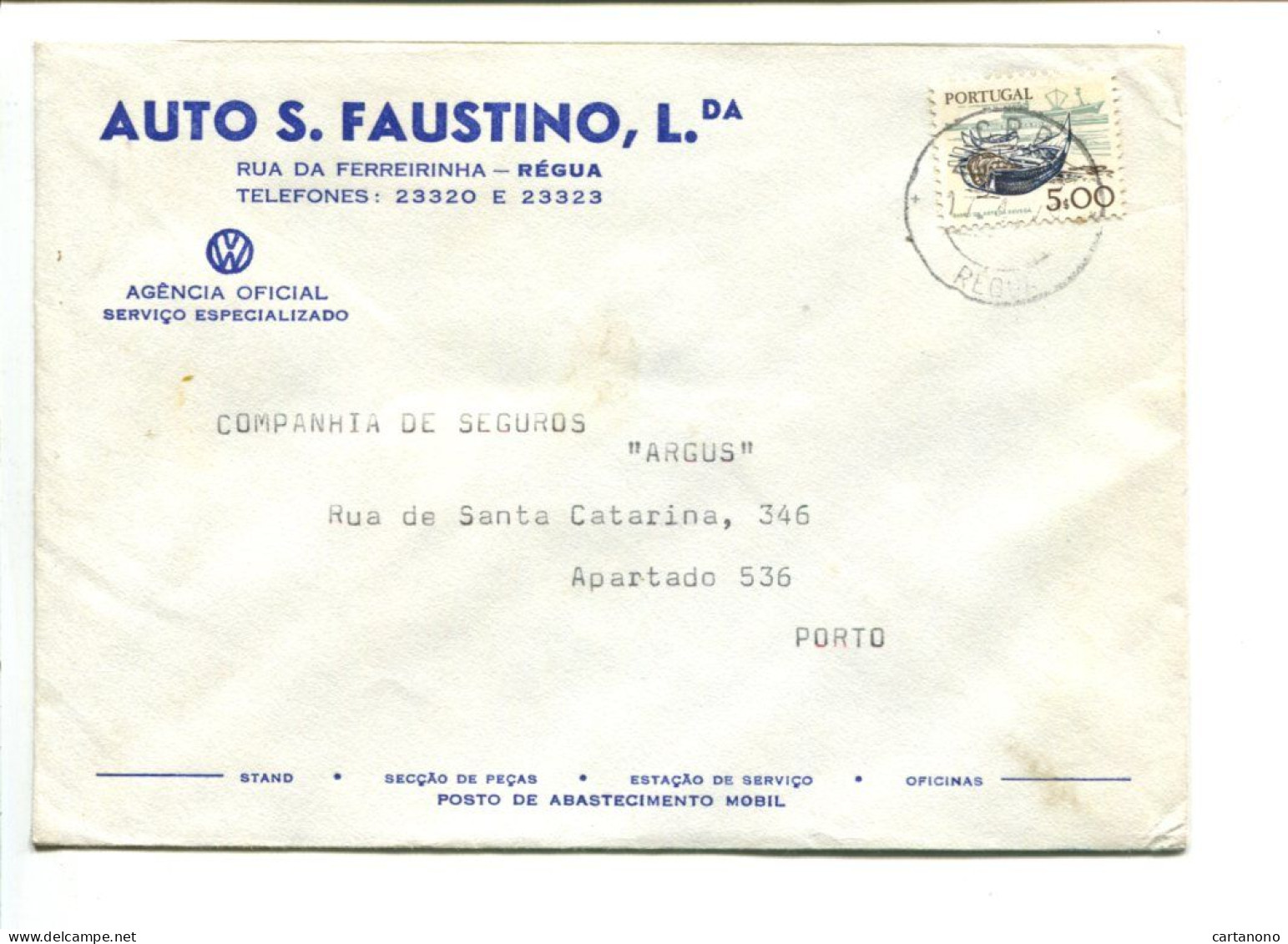 PORTUGAL AUTOMOBILES - Affr. Seul Sur Lettre à En Tête AUTO S.FAUSTINO Agence WOLKSWAGEN - Auto's