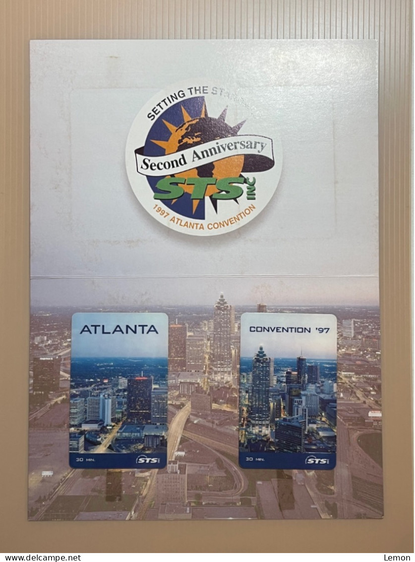 USA UNITED STATES America STS Collection Prepaid Telecard Phonecard, 1997 ATLANTA CONVENTION, Set Of 2 Cards With Folder - Collezioni
