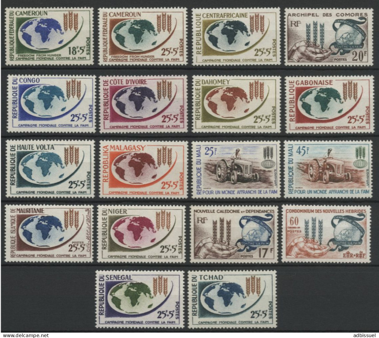 Grandes Séries Coloniales Lutte Contre La Faim (Hunger), 18 Valeurs Neuves ** (MNH). Voir Description - Unclassified