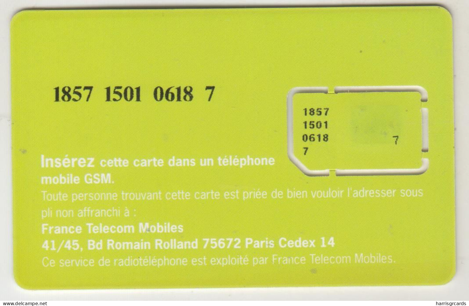 FRANCE - Mobi Carte, France Telecom Mobiles GSM Card, Mint - Sonstige & Ohne Zuordnung