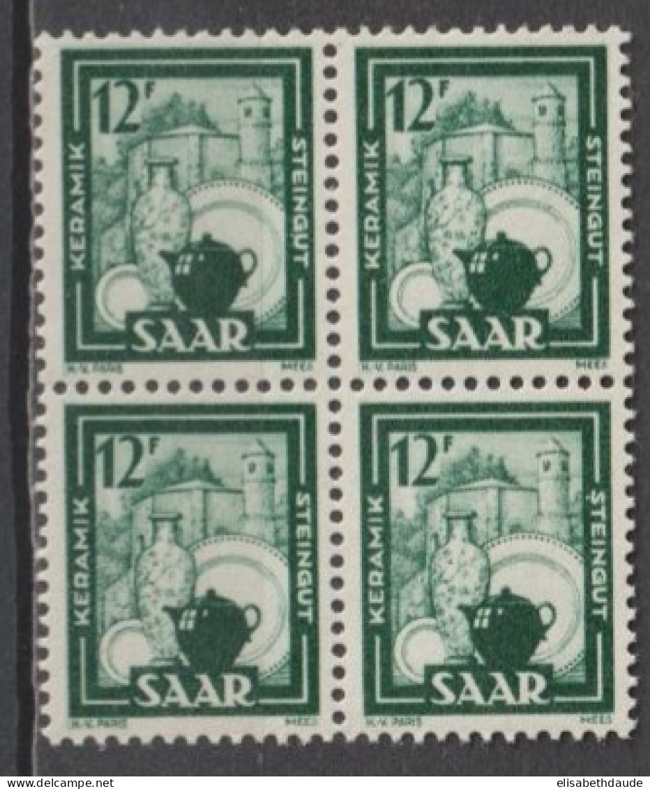 SAAR / SARRE - 1949 - YVERT N° 259 ** MNH BLOC DE 4 - COTE = 80 EUR. - Neufs