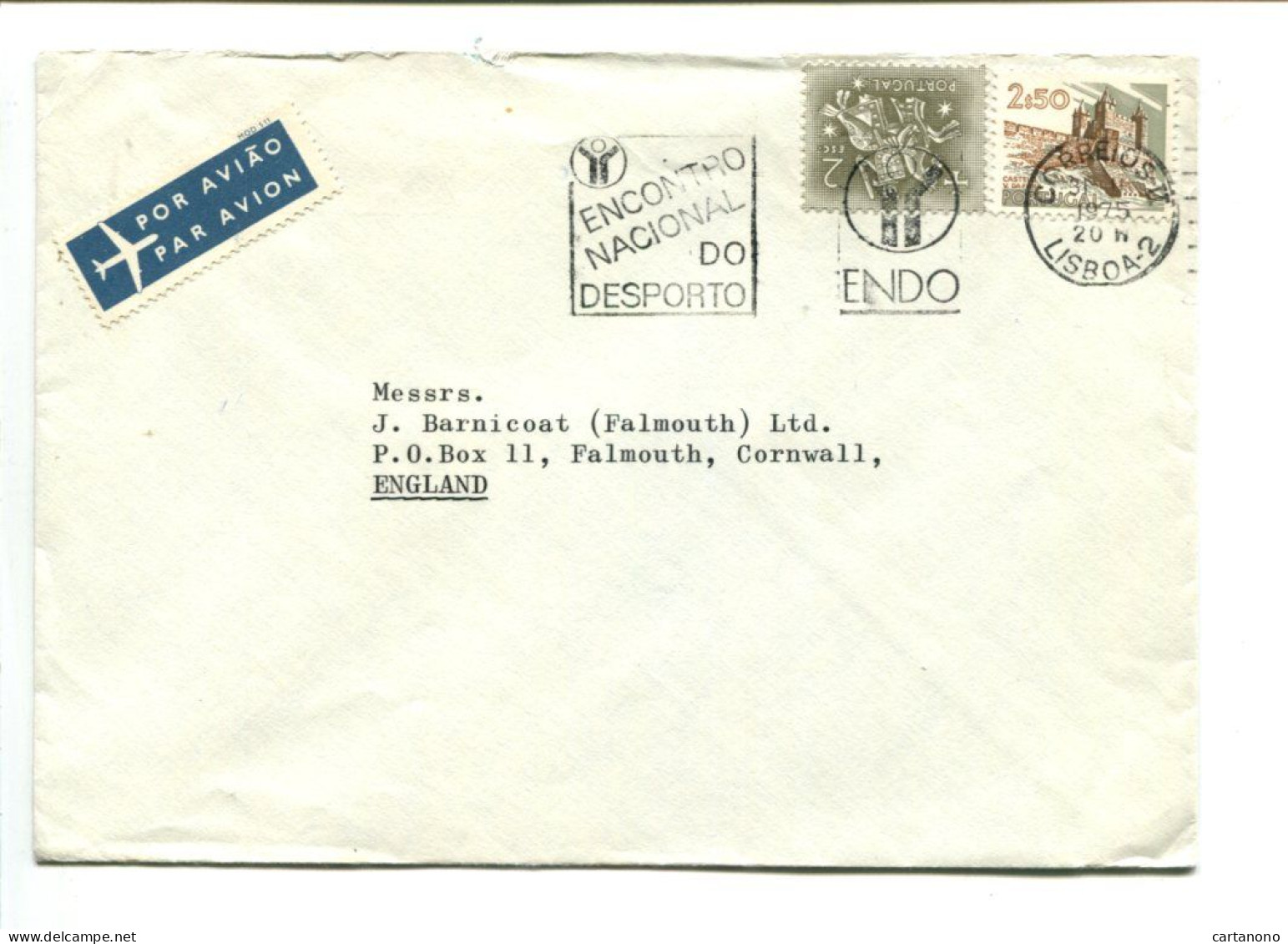 PORTUGAL- Affr. Sur Lettre Pour L'Angleterre  + Flamme Postale Pour Une Rencontre Sportive - Covers & Documents