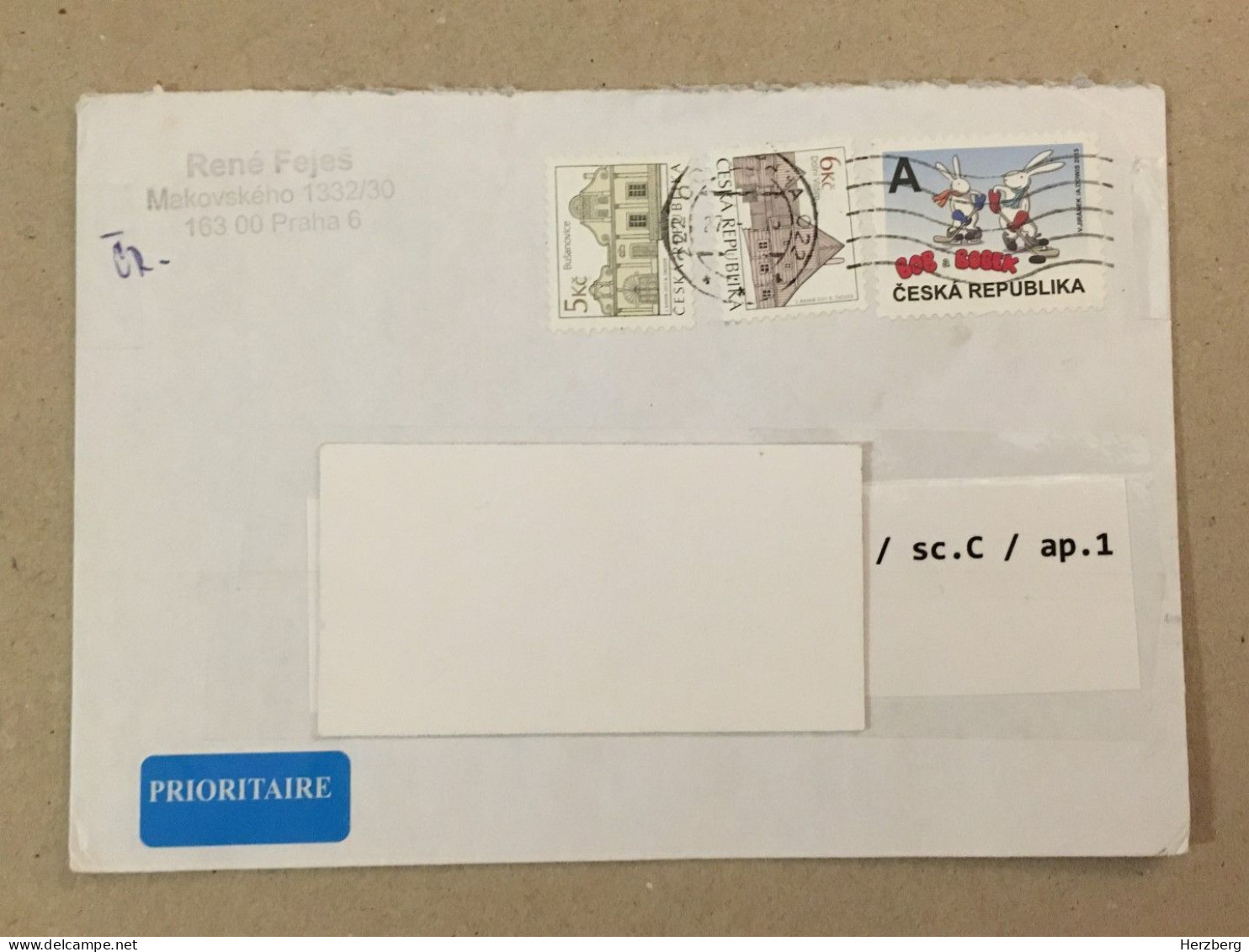 Ceska Republika Ceska Posta Used Letter Stamp Circulated Cover Busanovice Maison House Mansion Comics Cartoons 2016 - Otros & Sin Clasificación