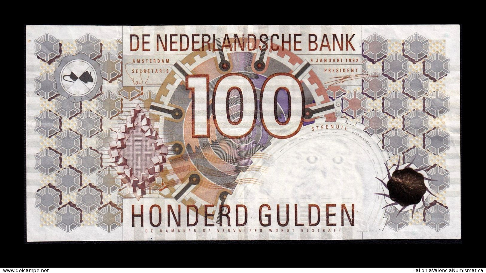 Holanda Netherlands 100 Gulden 1992 Pick 101b Ebc Xf - 100 Florín Holandés (gulden)