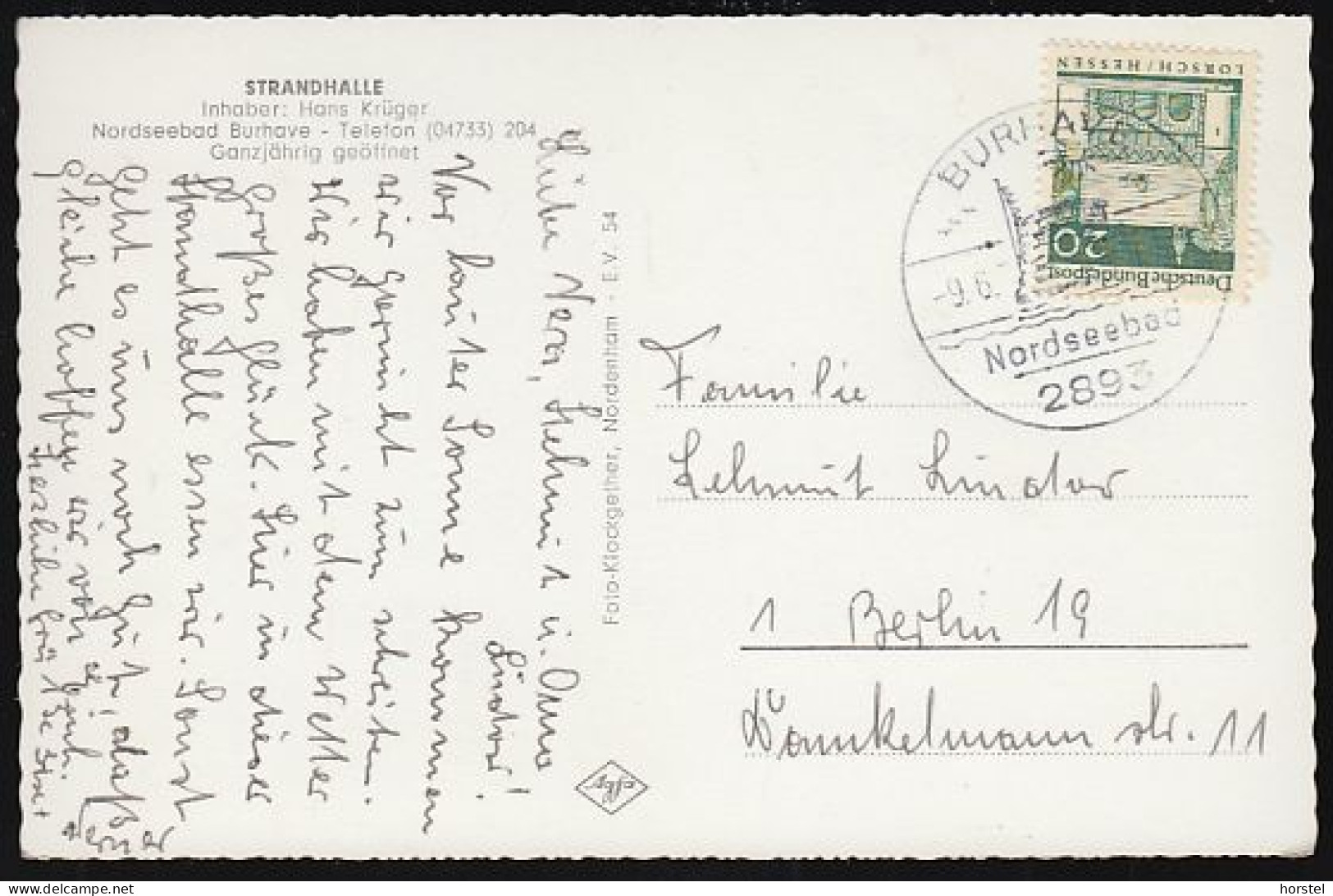 D-26969 Butjadingen - Burhave Nordseebad - Strandhalle - Nice Stamp - Bremervoerde