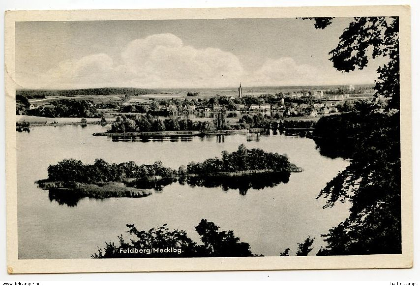 Germany, DDR 1952 Postcard Feldberg / Mecklenburg - Panoramic View; 10pf. President Wilhelm Pieck Stamp - Feldberg