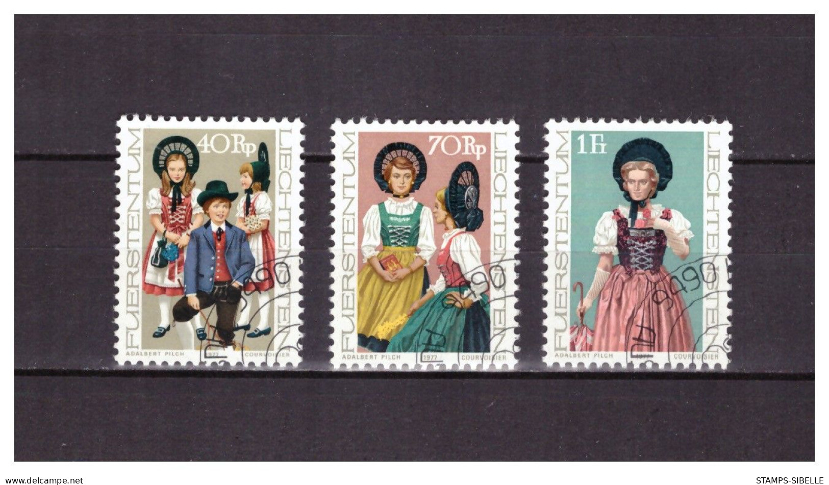 LIECHTENSTEIN   . N °  625 /  627  .  SERIE   COSTUMES      OBLITEREE  .  SUPERBE . - Used Stamps