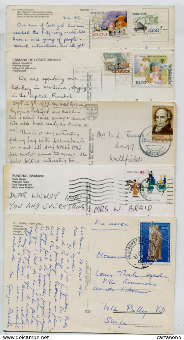 PORTUGAL - Lot De 5 Cartes Postales Avec Affranchissement Divers - Briefe U. Dokumente