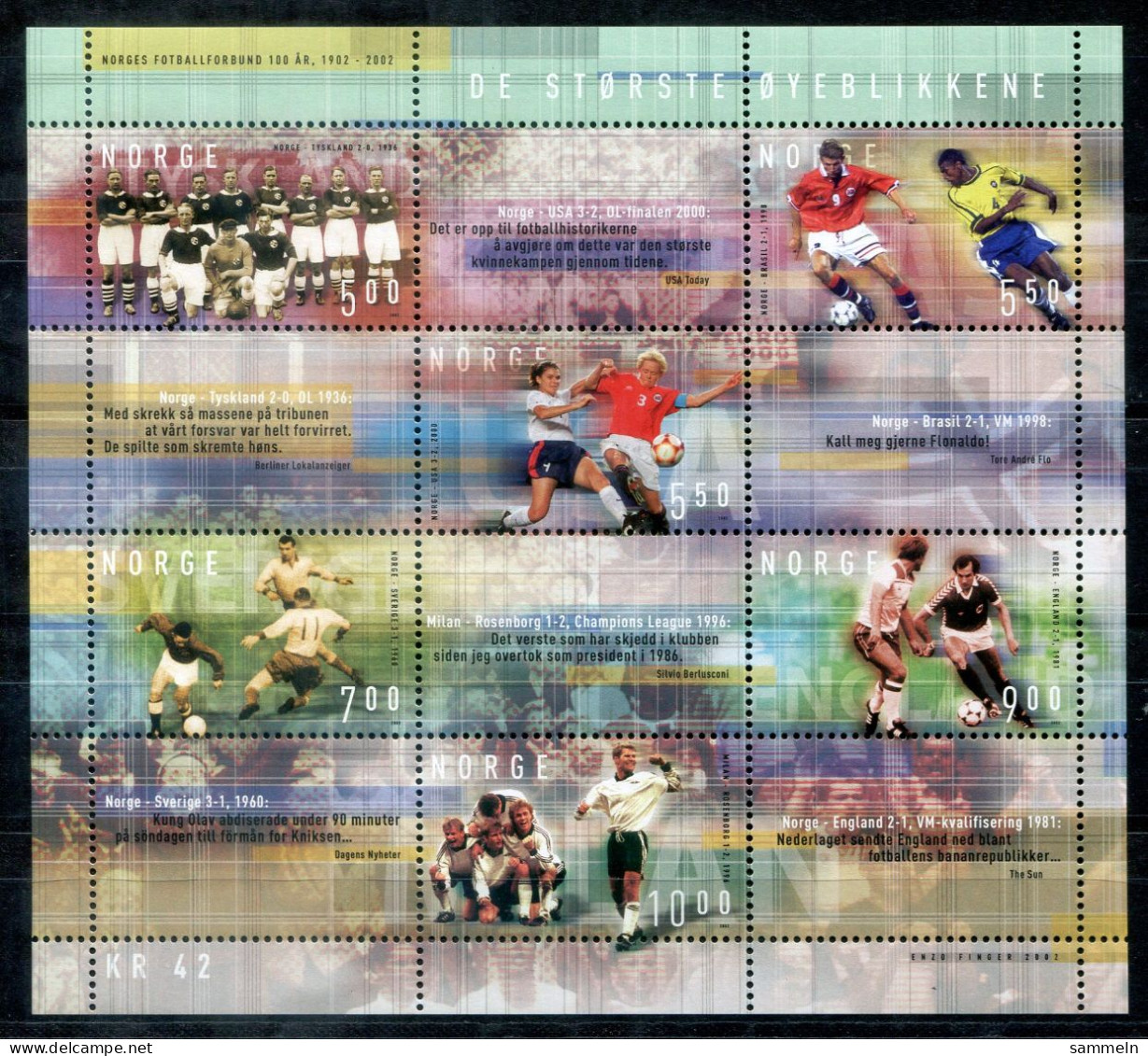 NORWEGEN - Block 23, Bl.23 Mnh - Fußball, Football, Soccer, Calcio - NORWAY / NORVÈGE - Blocs-feuillets