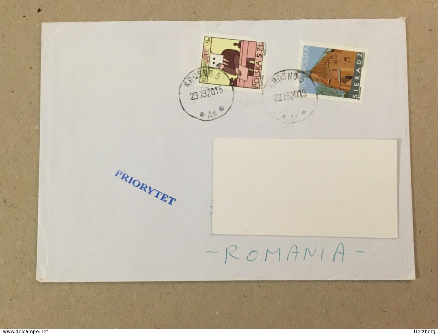 Poland Polska Used Letter Stamp Circulated Cover Sieradz Cathedral Koziorozec Kustler Illustrateur 2015 - Altri & Non Classificati