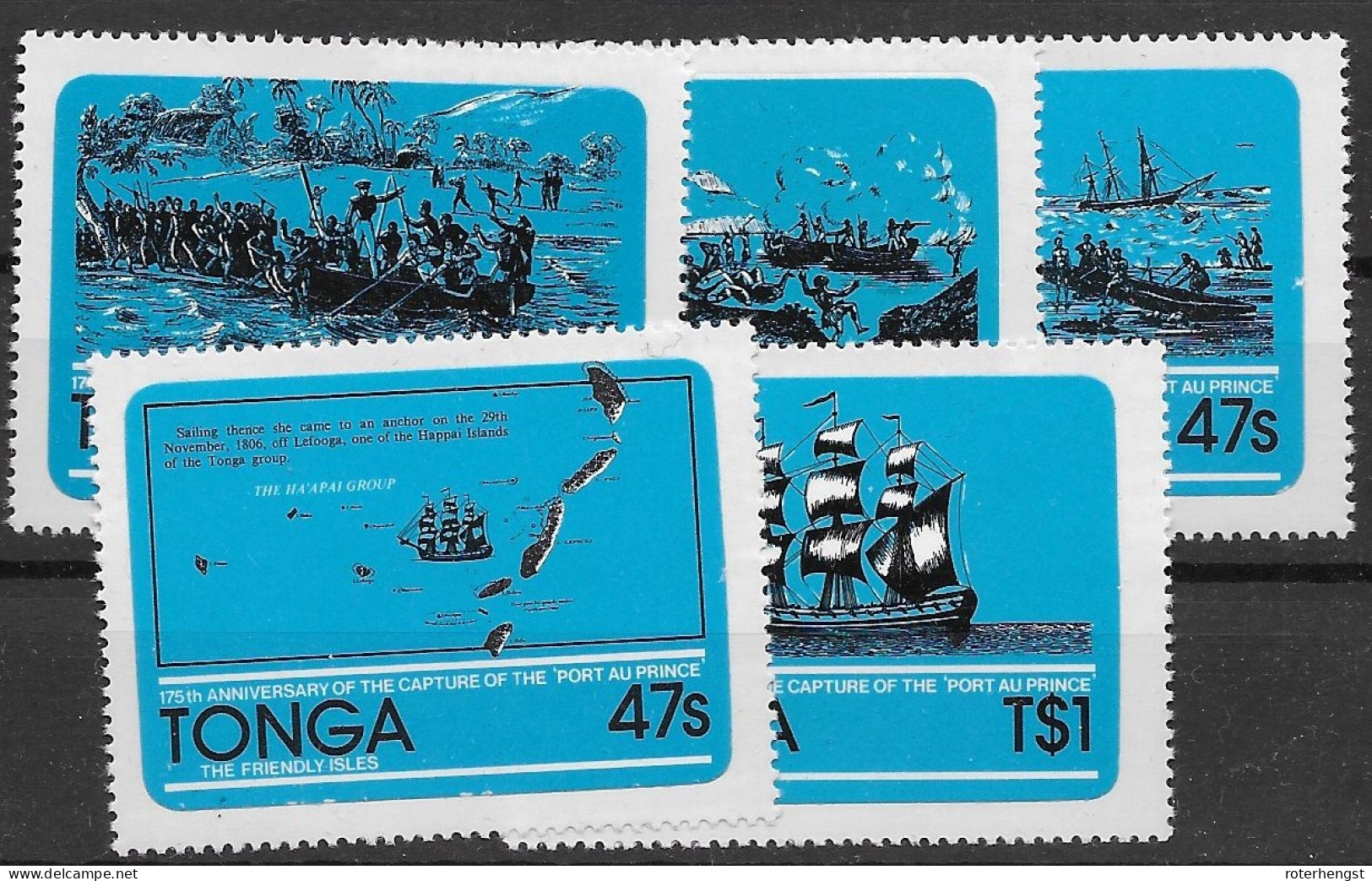 Tonga Mnh Nsc ** Self Adhesive 1981 17  Ships Wrecks Map - Tonga (1970-...)