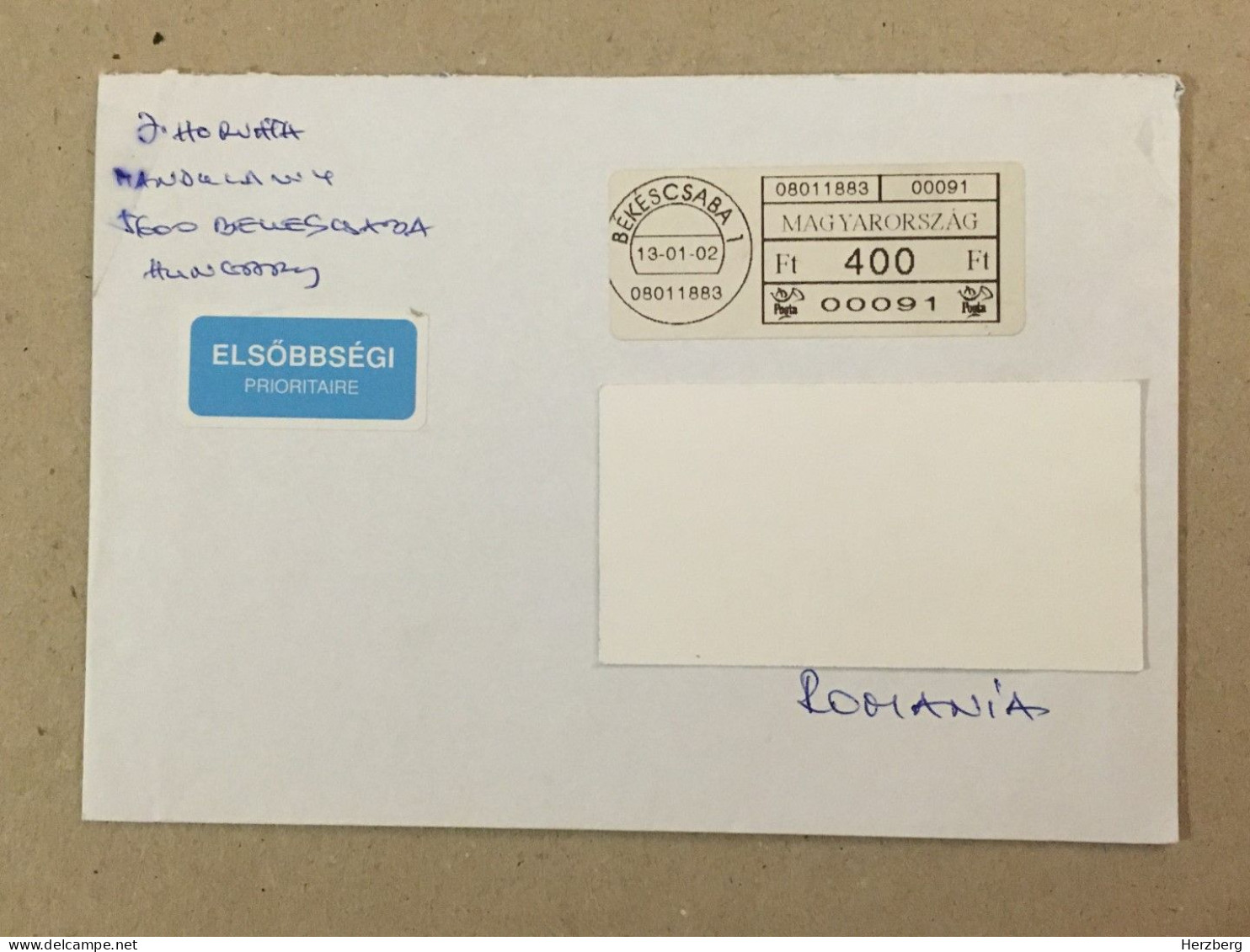 Hungary Magyarorszag Used Letter Stamp Circulated Cover Postal Label Printed Sticker Stamp 2013 - Lettres & Documents