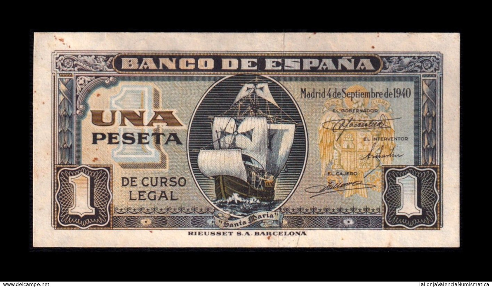 España Spain 1 Peseta Carabela 1940 Pick 122 Serie G Ebc/+ Xf/+ - 1-2 Pesetas