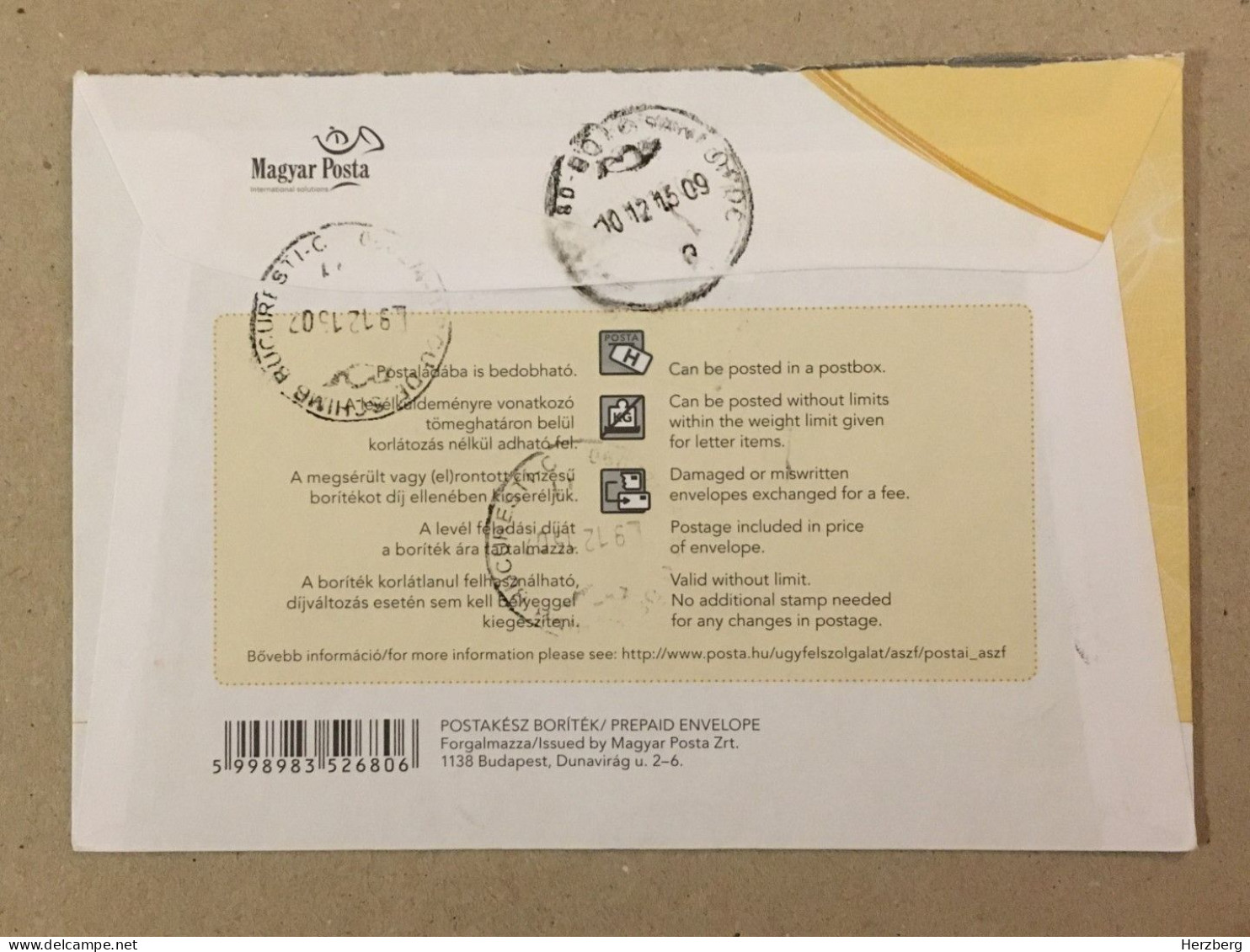 Hungary Magyarorszag Used Letter Stamp Postal Stationery Registered Cover Postal Label Printed Sticker Stamp 2015 - Covers & Documents