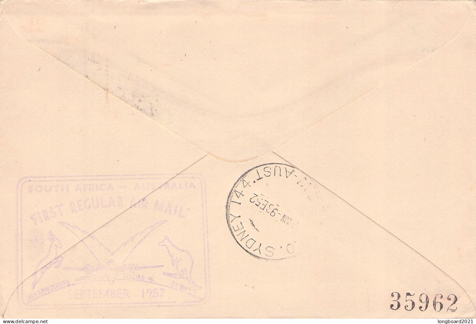 SOUTH AFRICA - FIRST FLIGHT 1952 QUANTAS AUSTRALIA - SOUTH AFRICA / 5236 - Airmail