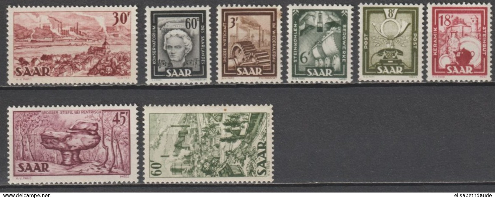 SAAR - 1951 - SERIE COMPLETE - YVERT N°283/290 ** MNH  - COTE = 75 EUR. - Ungebraucht