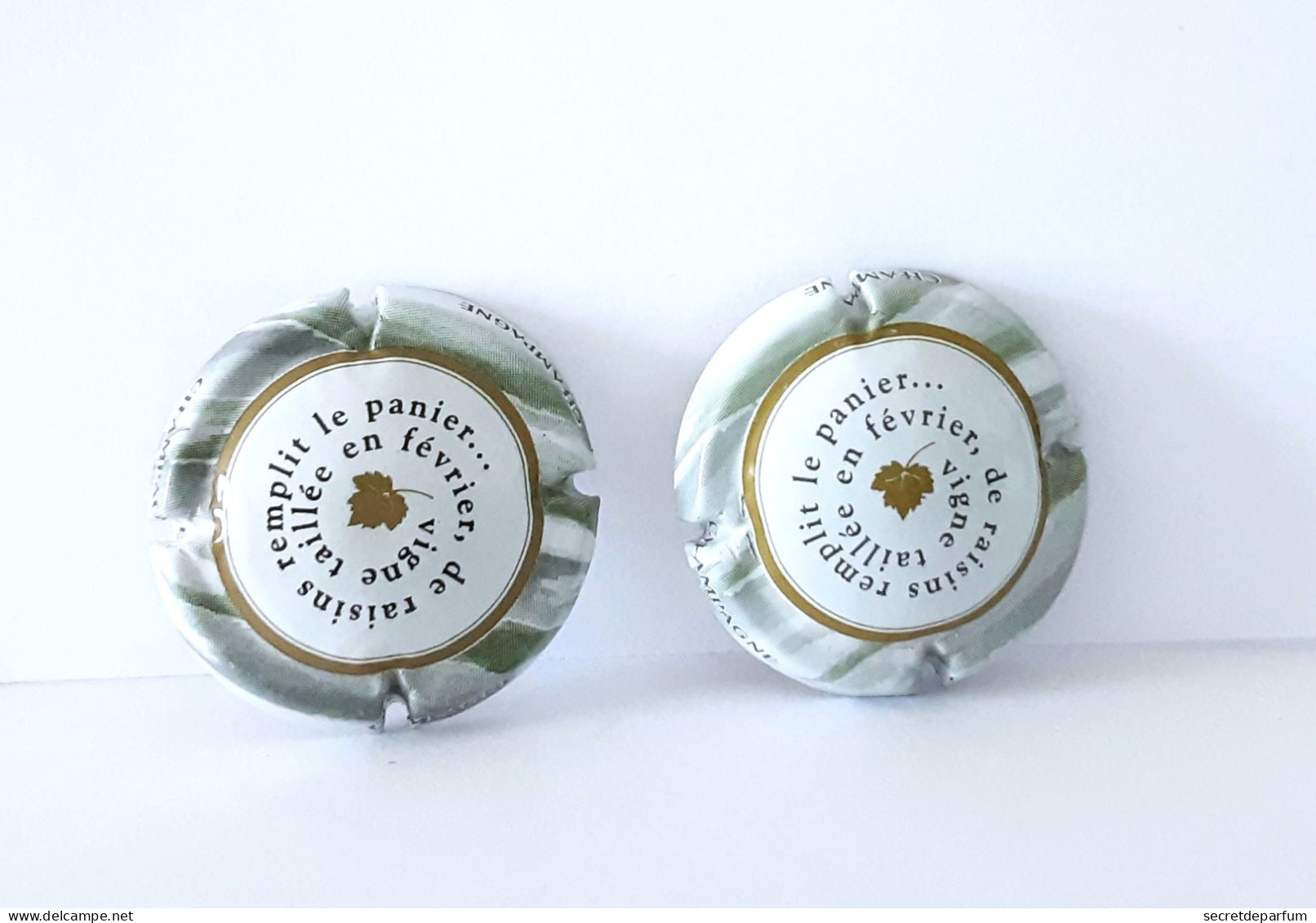 2 Capsules Ou Plaques De Muselet CHAMPAGNE Générique Vigne Taillé En Février De Raisin Remplit Le Panier - Sammlungen