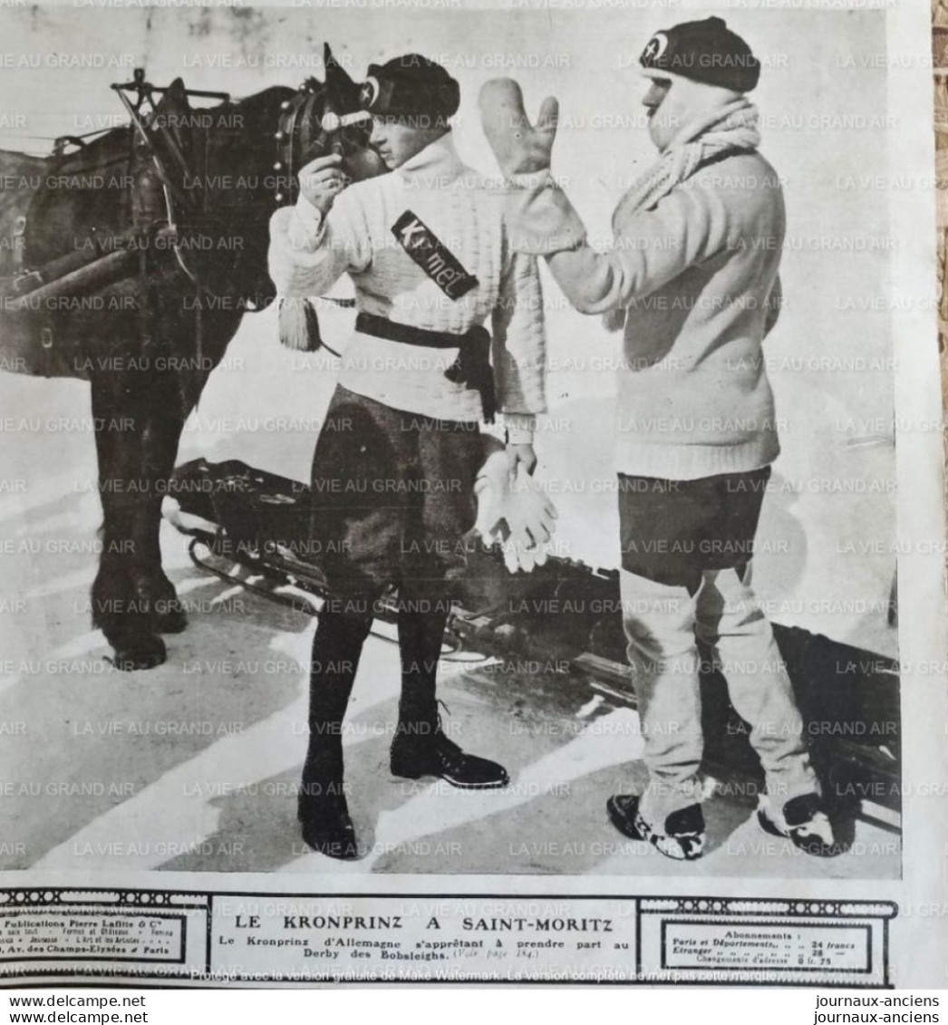 1907 SAINT MORITZ - LE KRONPRINZ D'ALLEMAGNE - DERBY DES BOBSLEIGH - LA VIE AU GRAND AIR - Sports D'hiver