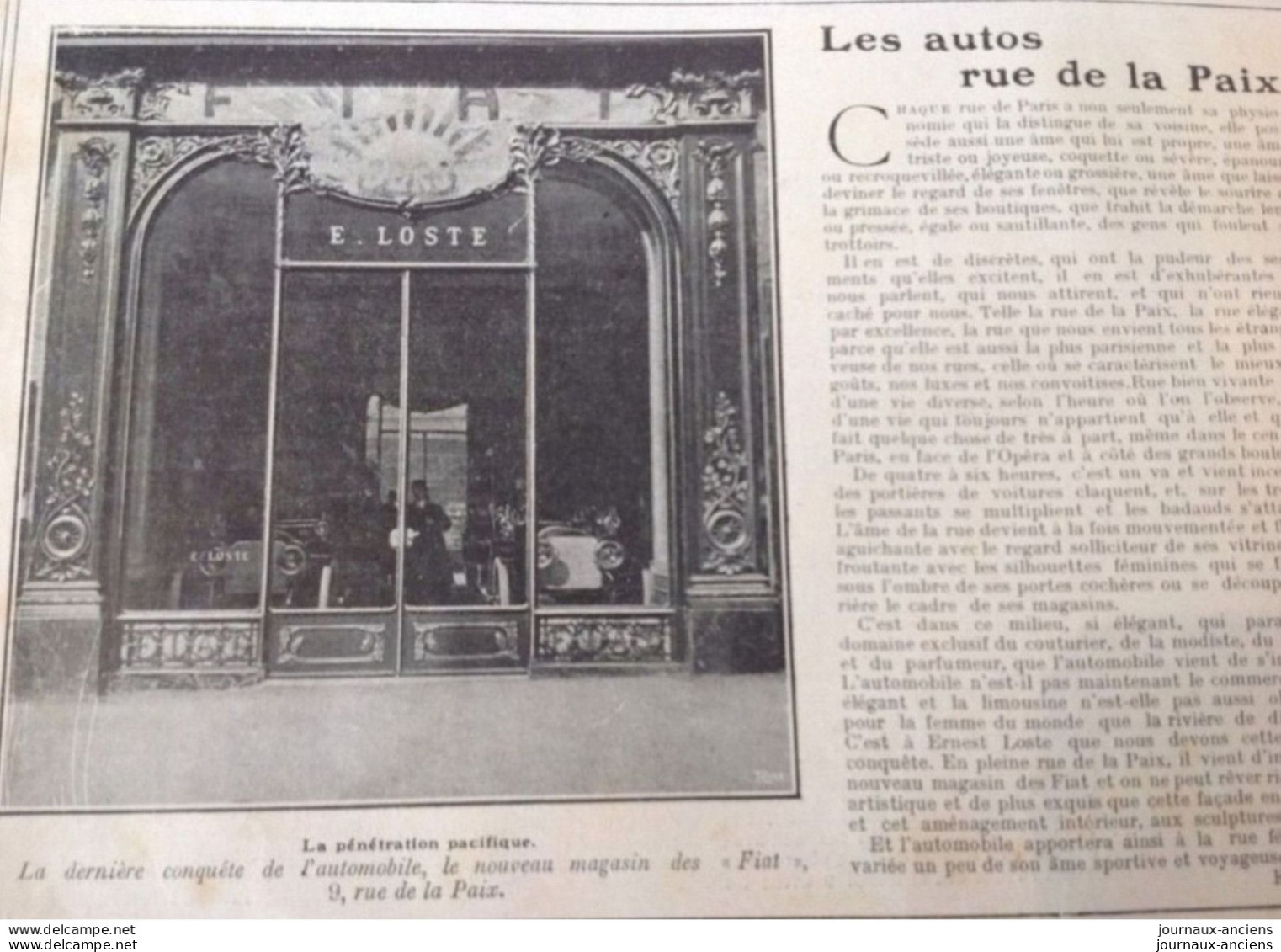 1907 AUTOMOBILE - NOUVEAU MAGASIN DE LA MARQUE FIAT - 9 RUE DE LA PAIX PARIS - LA VIE AU GRAND AIR - Libri