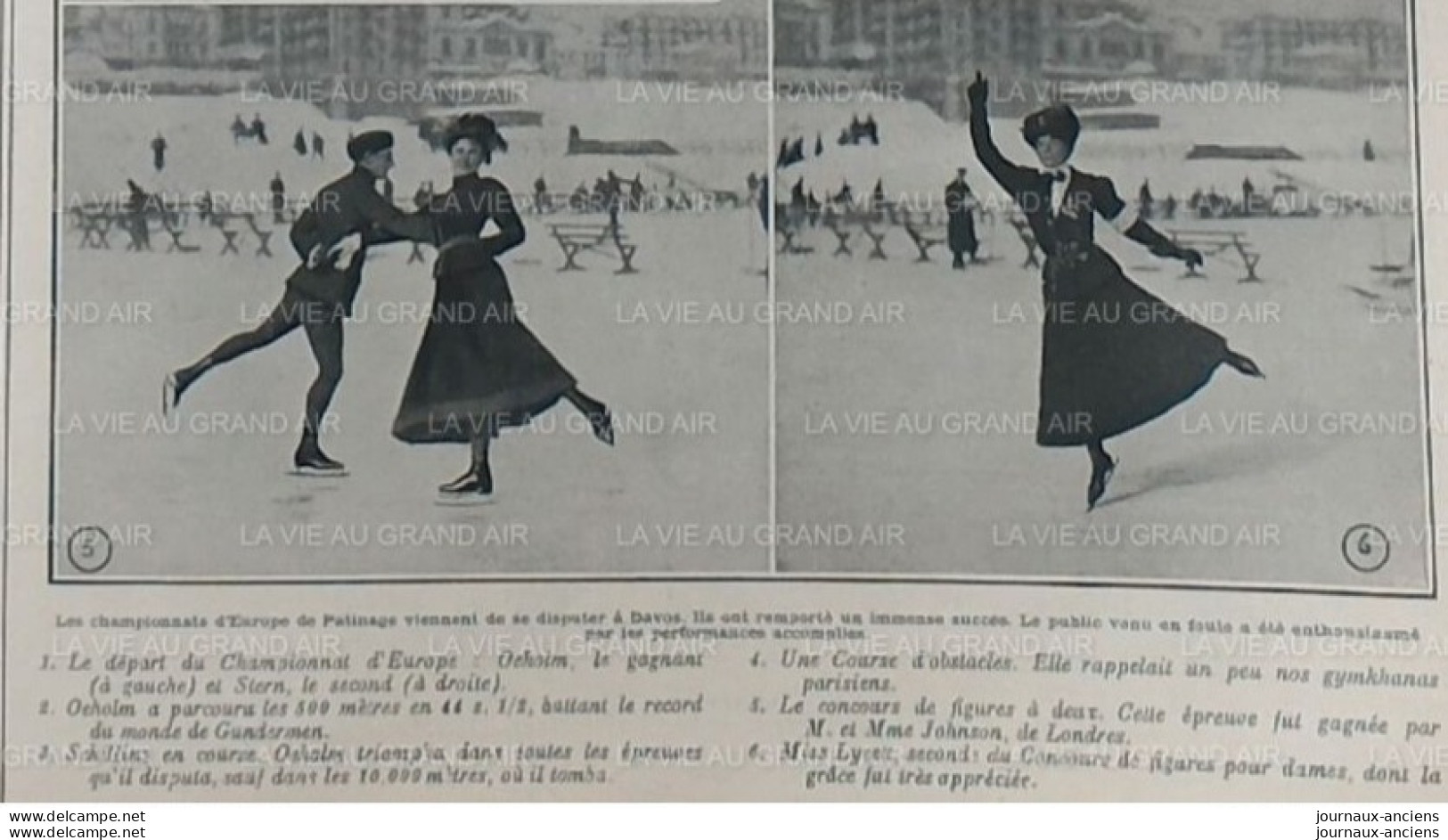 1907 DAVOS - PATINAGE - LES CHAMPIONNATS D'EUROPE  - LA VIE AU GRAND AIR - Sport Invernali