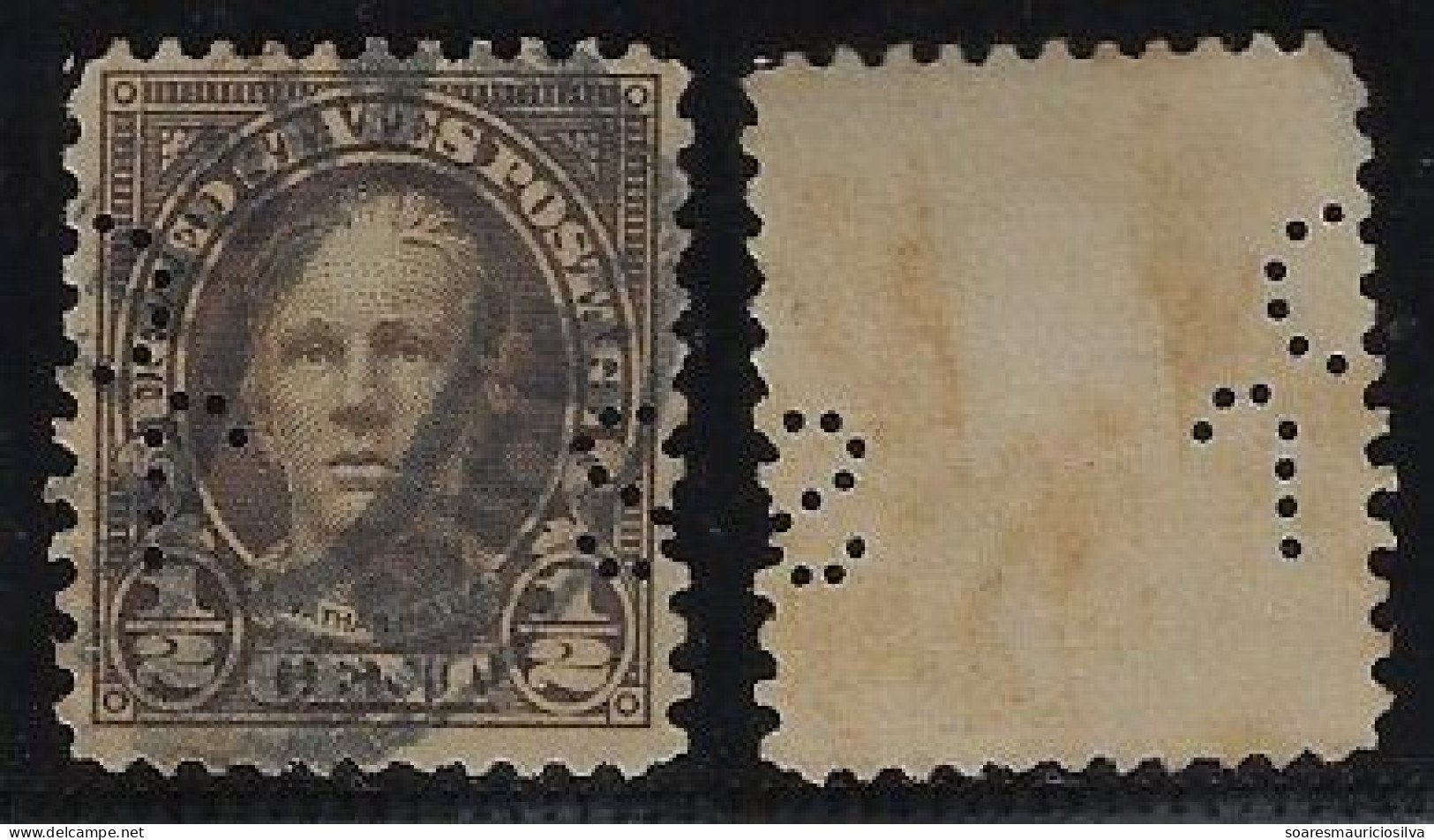 USA United States 1917 Stamp With Perfin JCS Unidentified In Catalog Lochung Perfore - Perfin