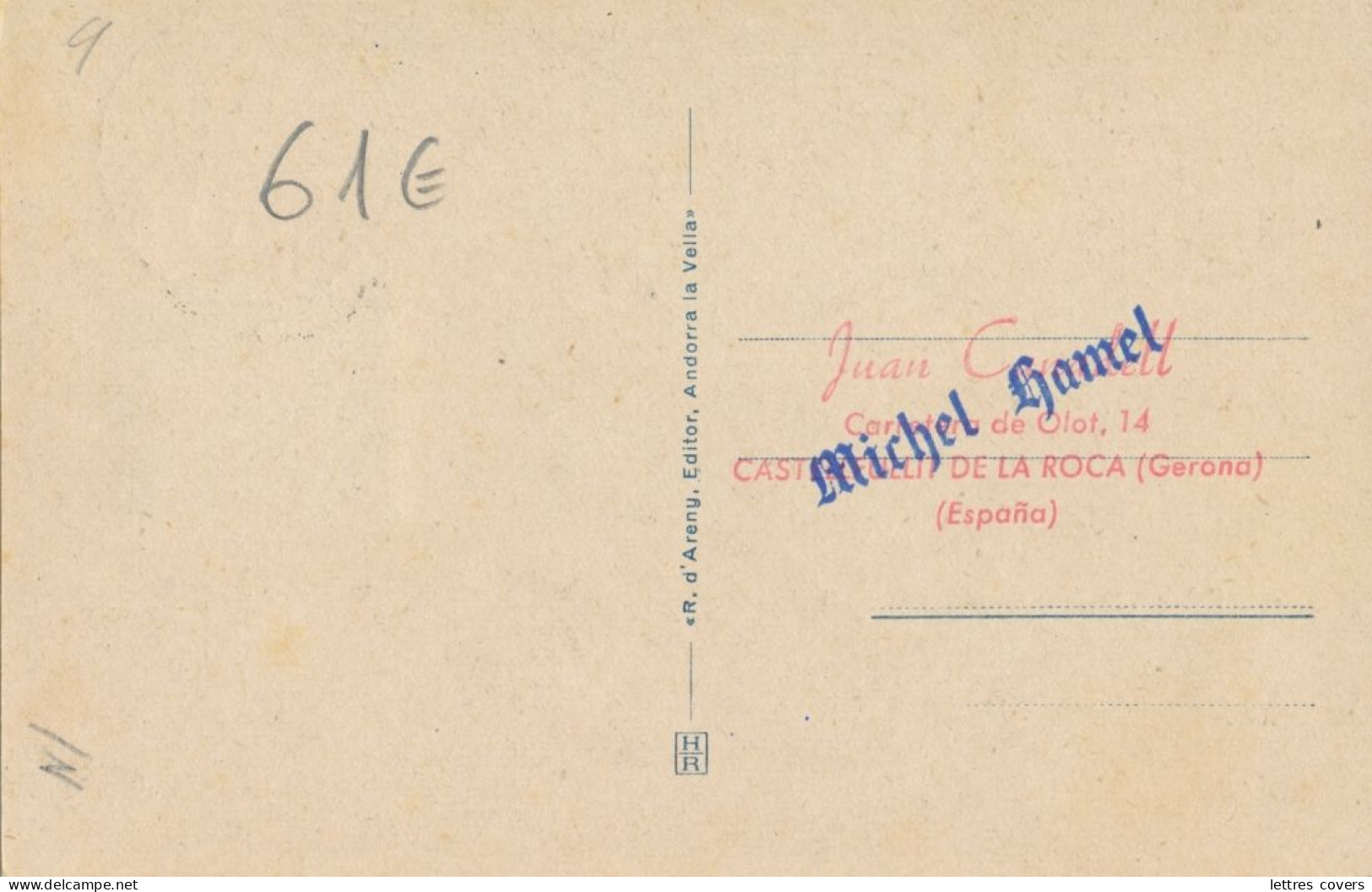 1951 ANDORRA Maxi Card N° 46 50cts La Plaça I L'Església  - Andorre Carte Maximum - Briefe U. Dokumente