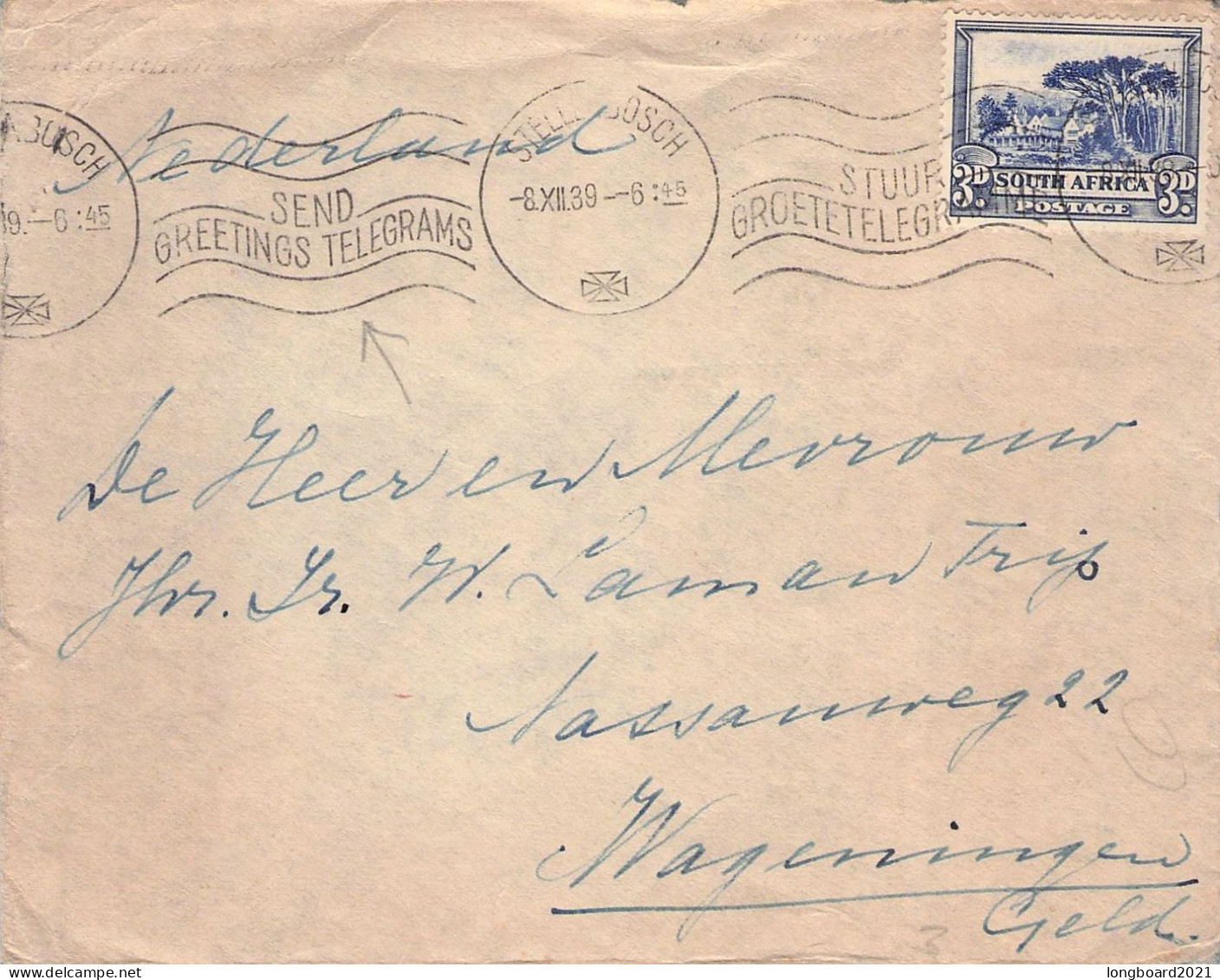 SOUTH AFRICA - LETTER 1939 STELLENBOSCH - NL / 5242 - Airmail